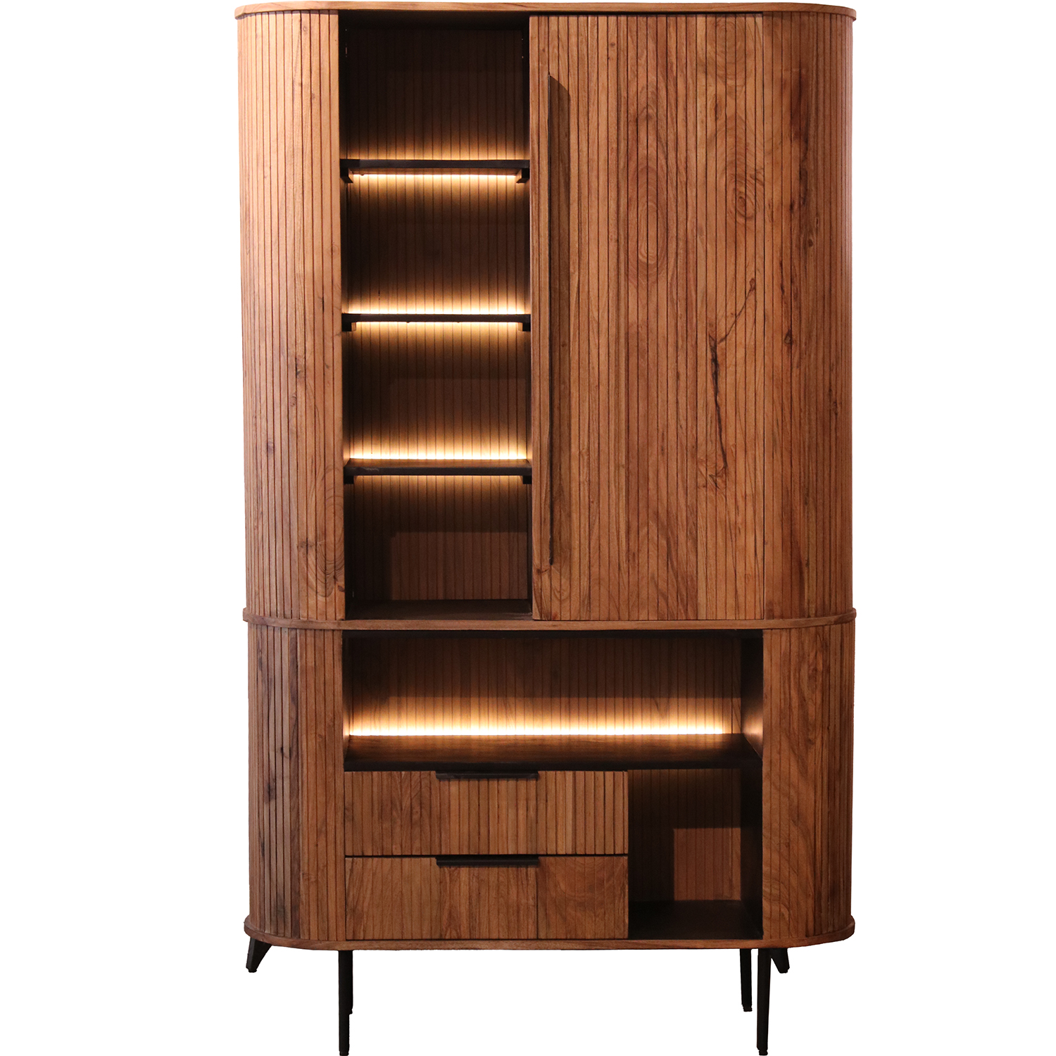 ARMARIO MADERA ACACIA C/PUERTA/PUERTA +4 ESTANTES C/LUZ LED