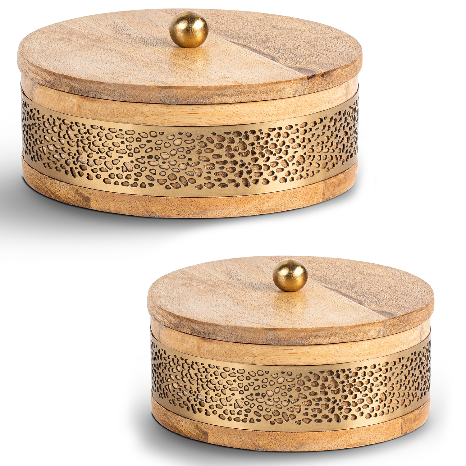 SET 2 CAJAS MADERA/METAL DORADL DORADO