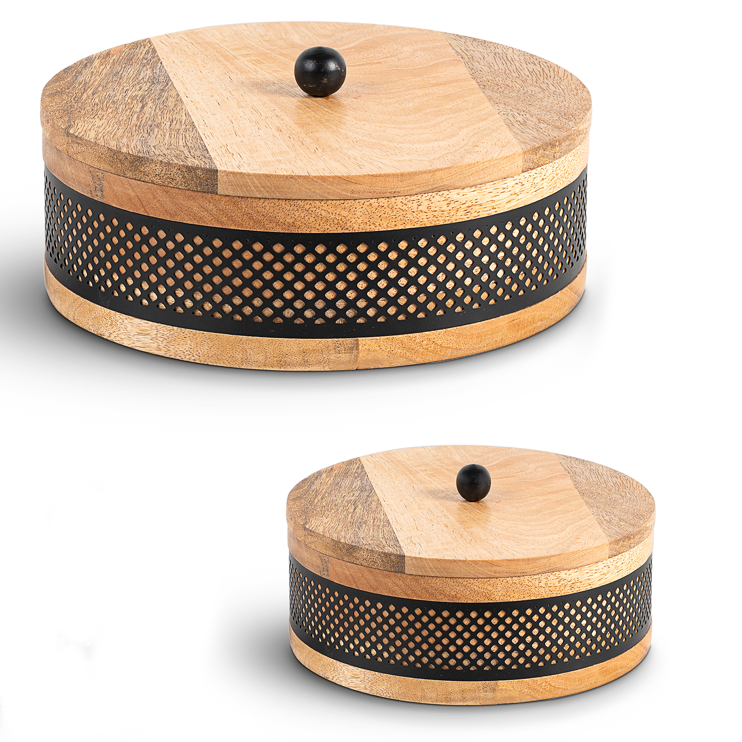 SET 2 CAJAS MADERA/METAL NEGROO