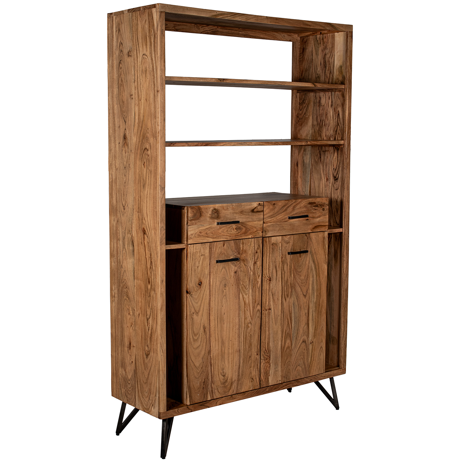 MUEBLE ENTRADA MADERA ACACIA C/CAJON Y PUERTA, PATAS HIERRO