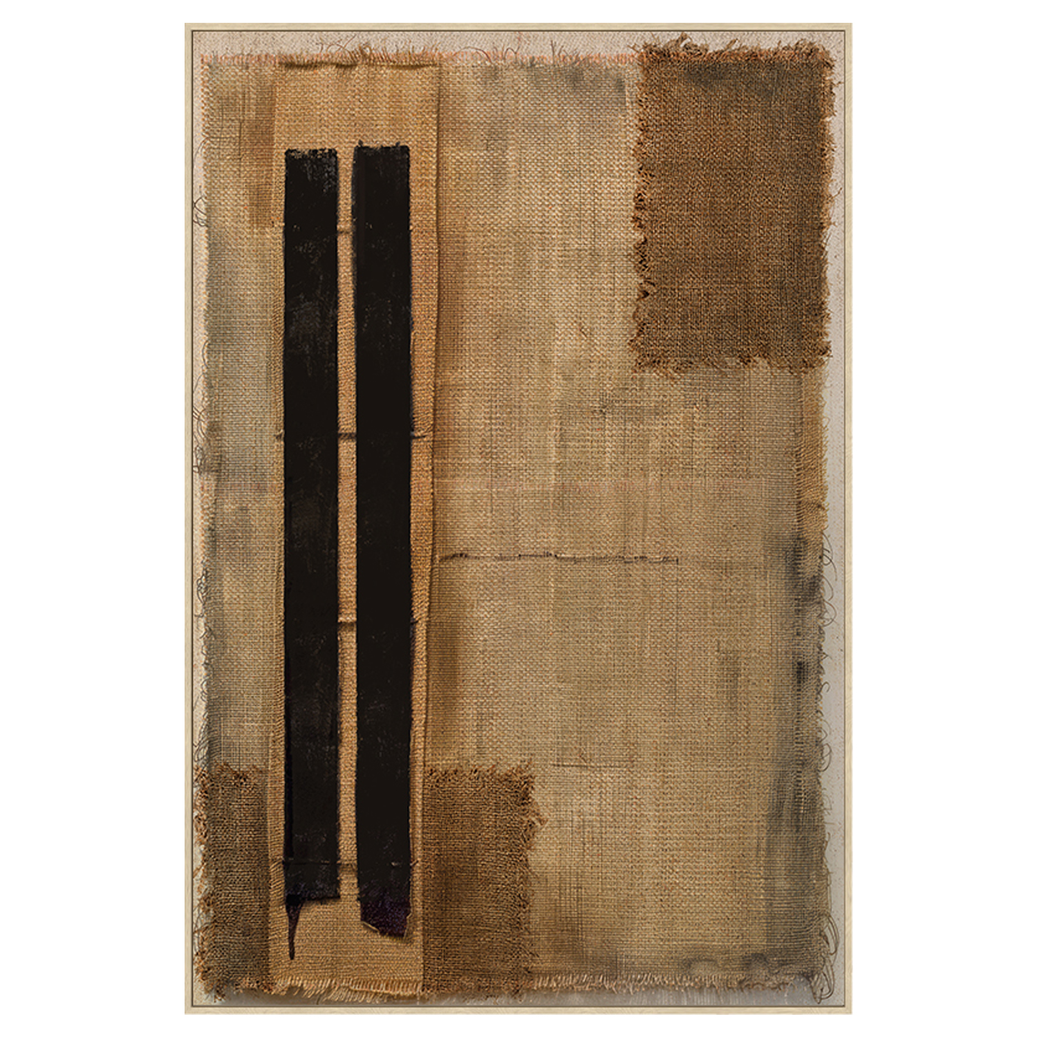 CUADRO LIENZO MARCO MADERA NATURAL 80X120 CM. ABSTRACTO