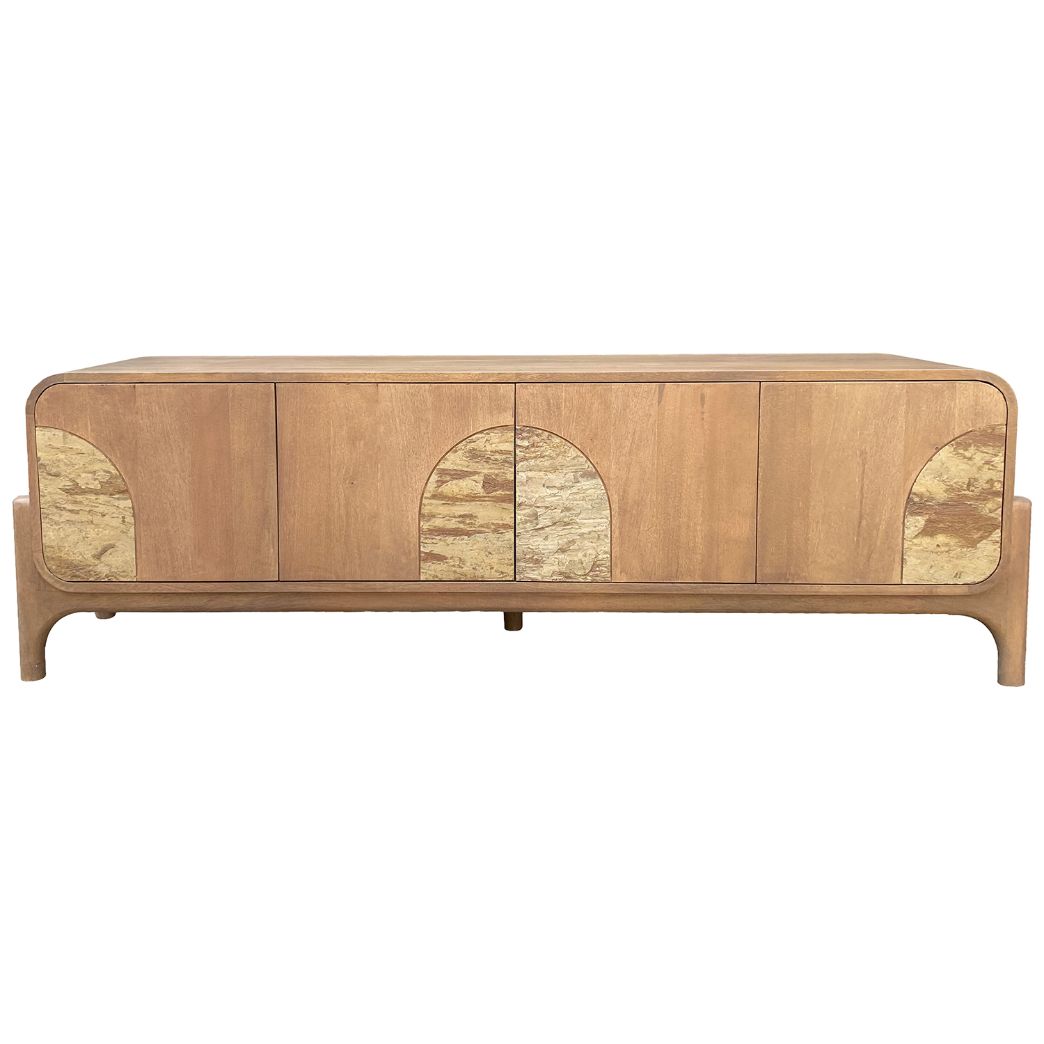 MUEBLE TV MADERA MANGO C/PIEDRRA 3 ESTANTES 2 PUERTAS