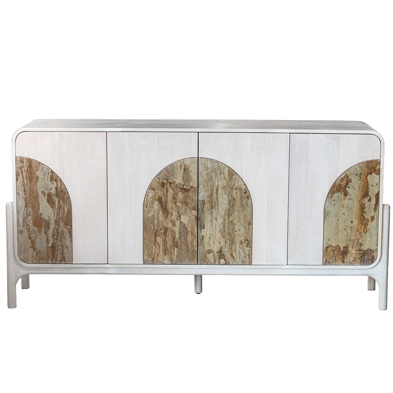 APARADOR MADERA MANGO C/PIEDRAA C/4 PUERTAS