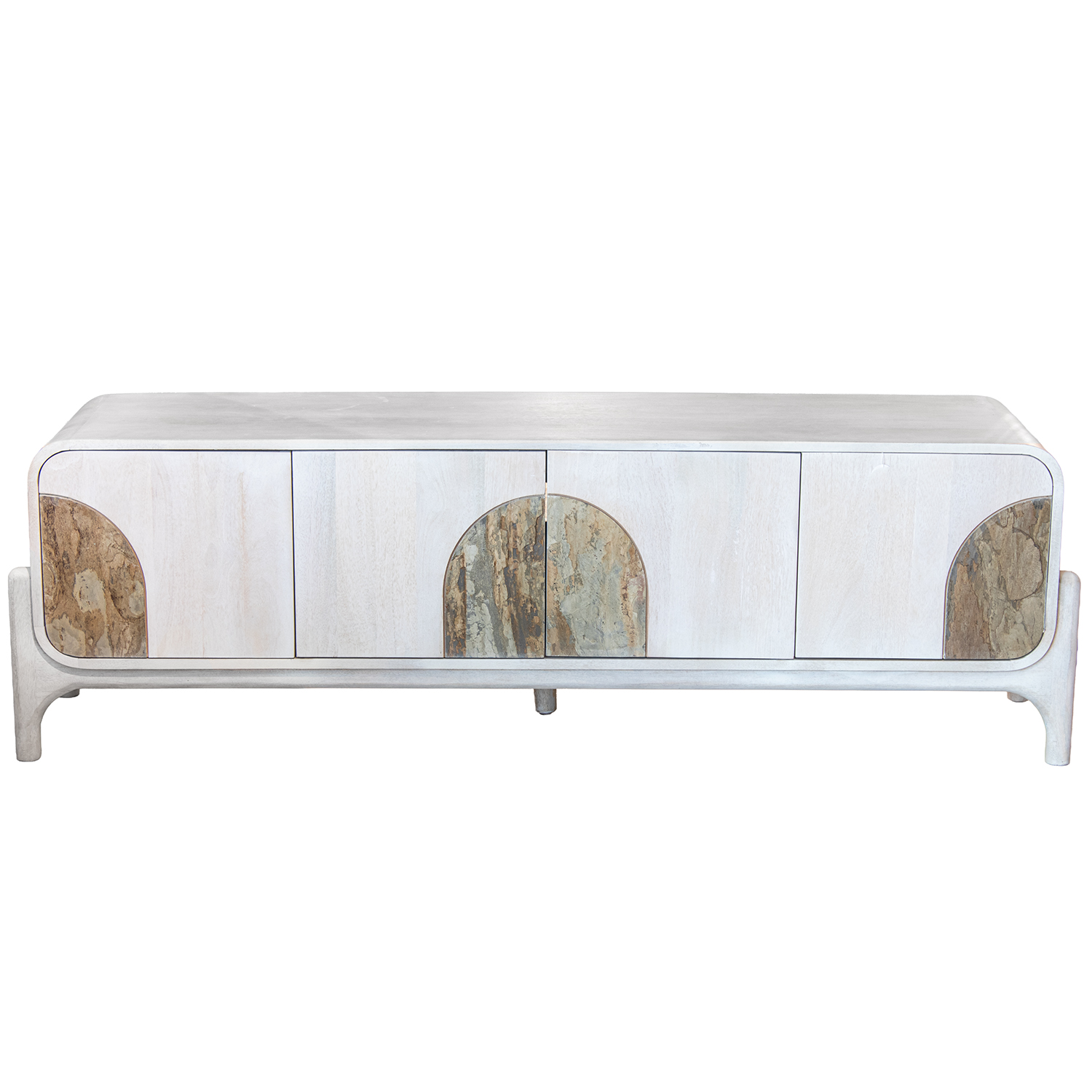 MUEBLE TV MADERA MANGO C/PIEDRRA 3 ESTANTES 2 PUERTAS