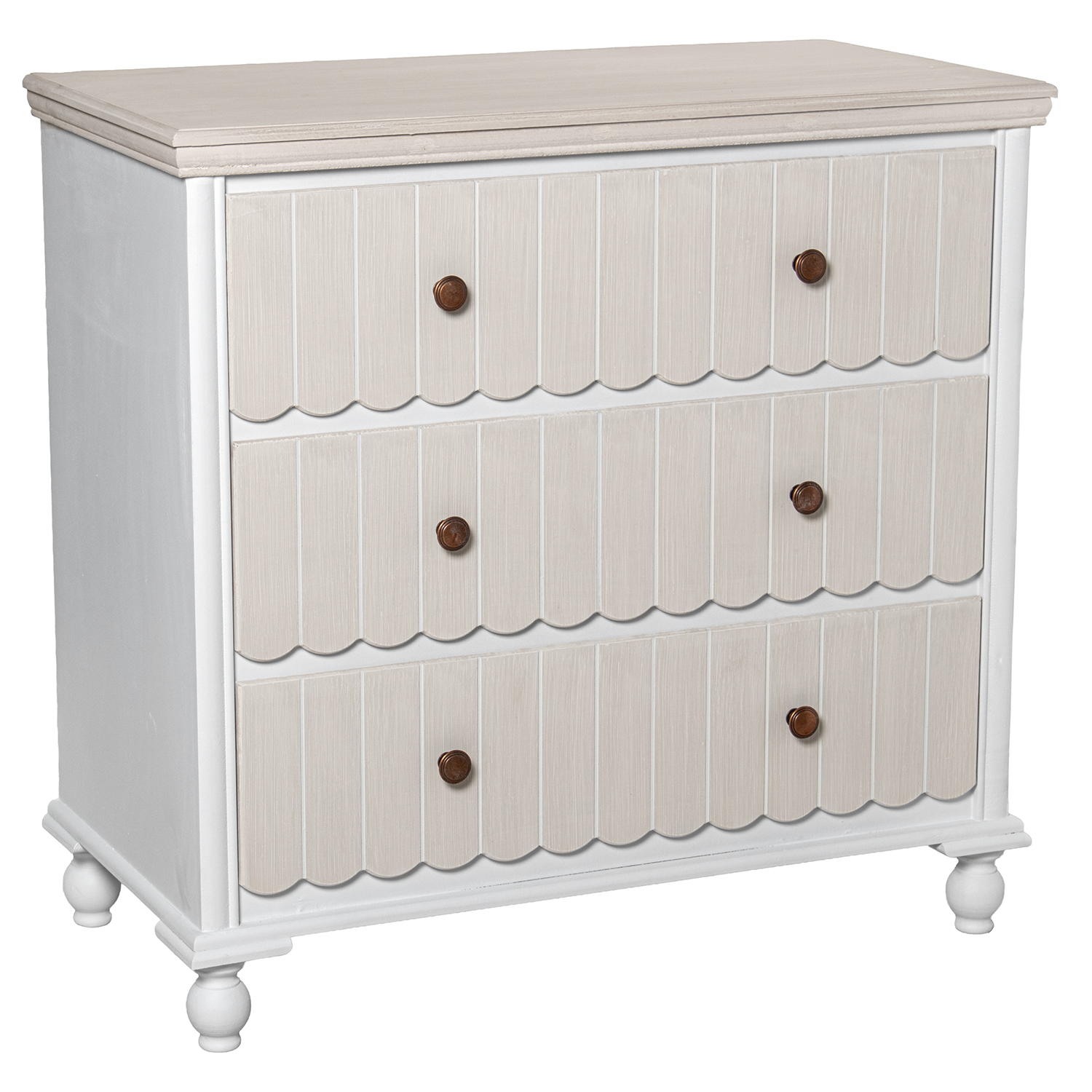 CÓMODA MADERA C/3 CAJONES BLANLANCO/CREMA, DM+PINO