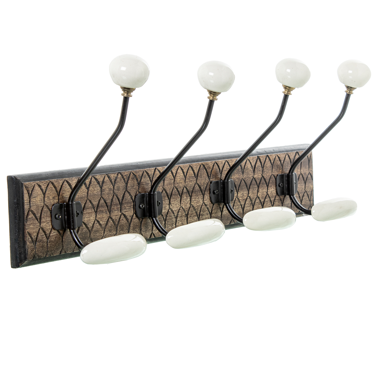 PERCHERO PARED MADERA MANGO C/2 GANCHOS HIERRO/CERAMICA