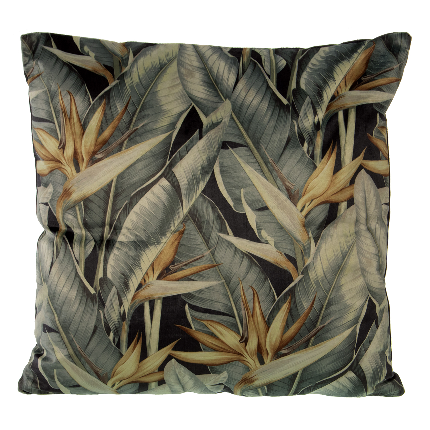 COJÍN 45X45CM TERCIOPELO/POLIÉA PALMERA, UNA CARA