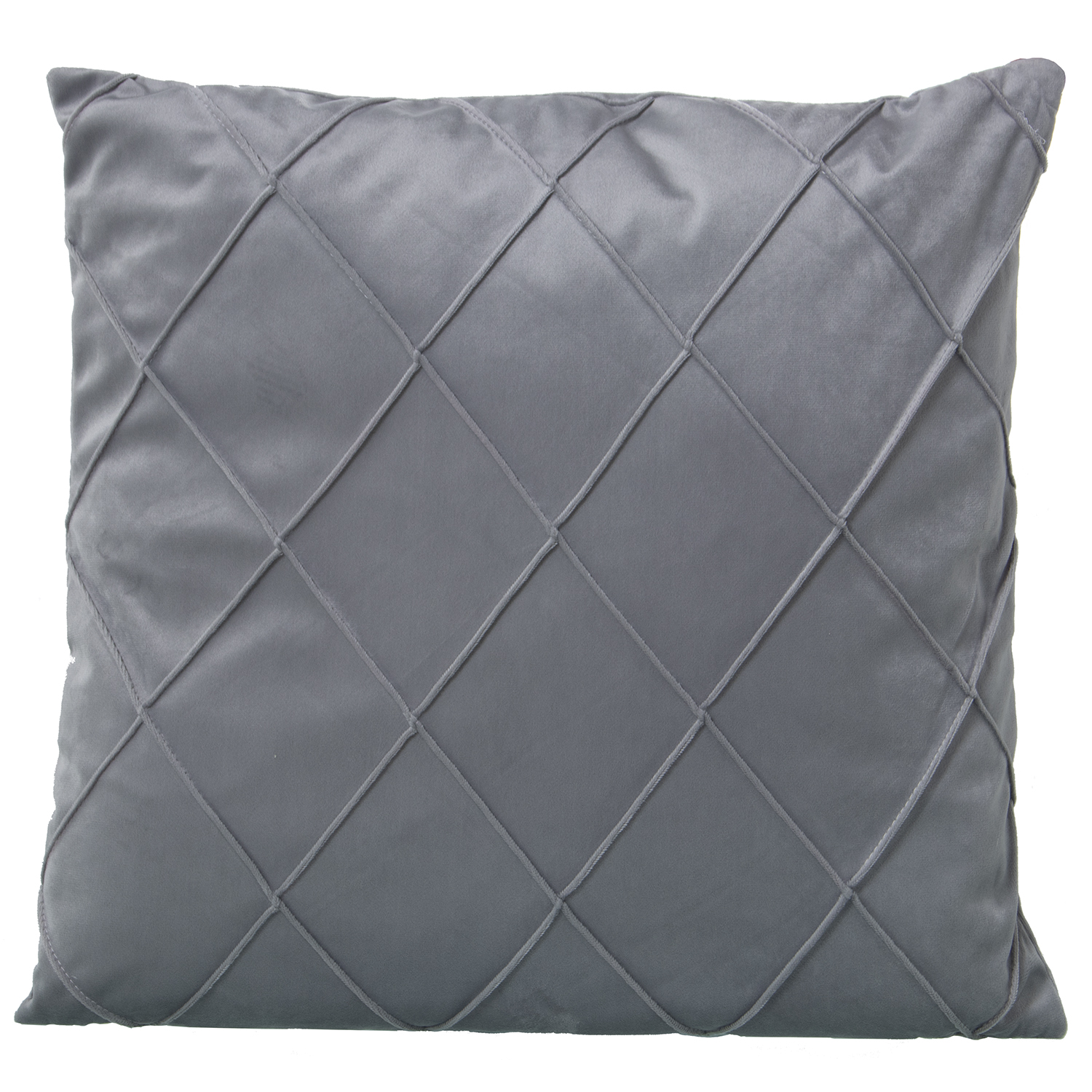 COJÍN TERCIOPELO GRIS C/CREMALLA CREMA POLIÉSTER