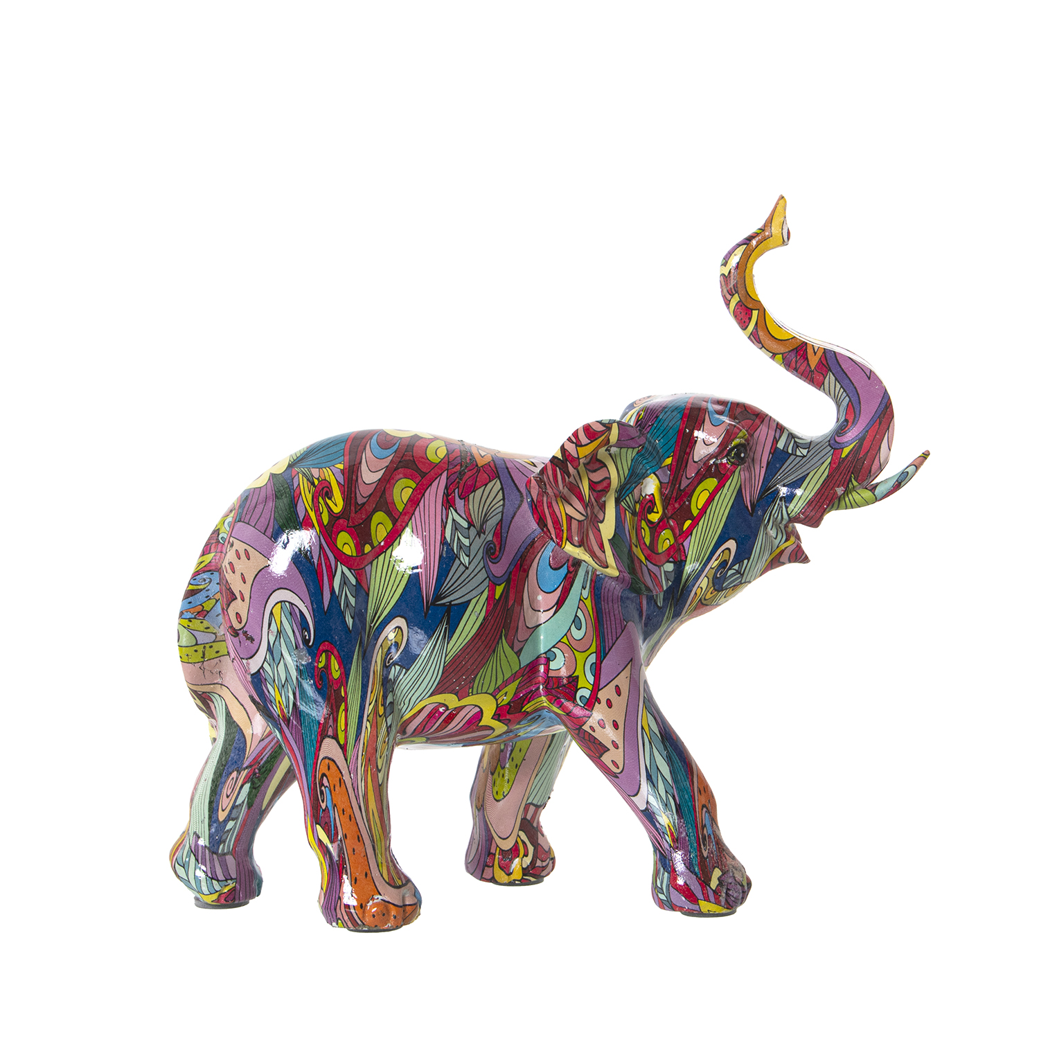 FIGURA ELEFANTE RESINA GRAFITI MULTICOLOR