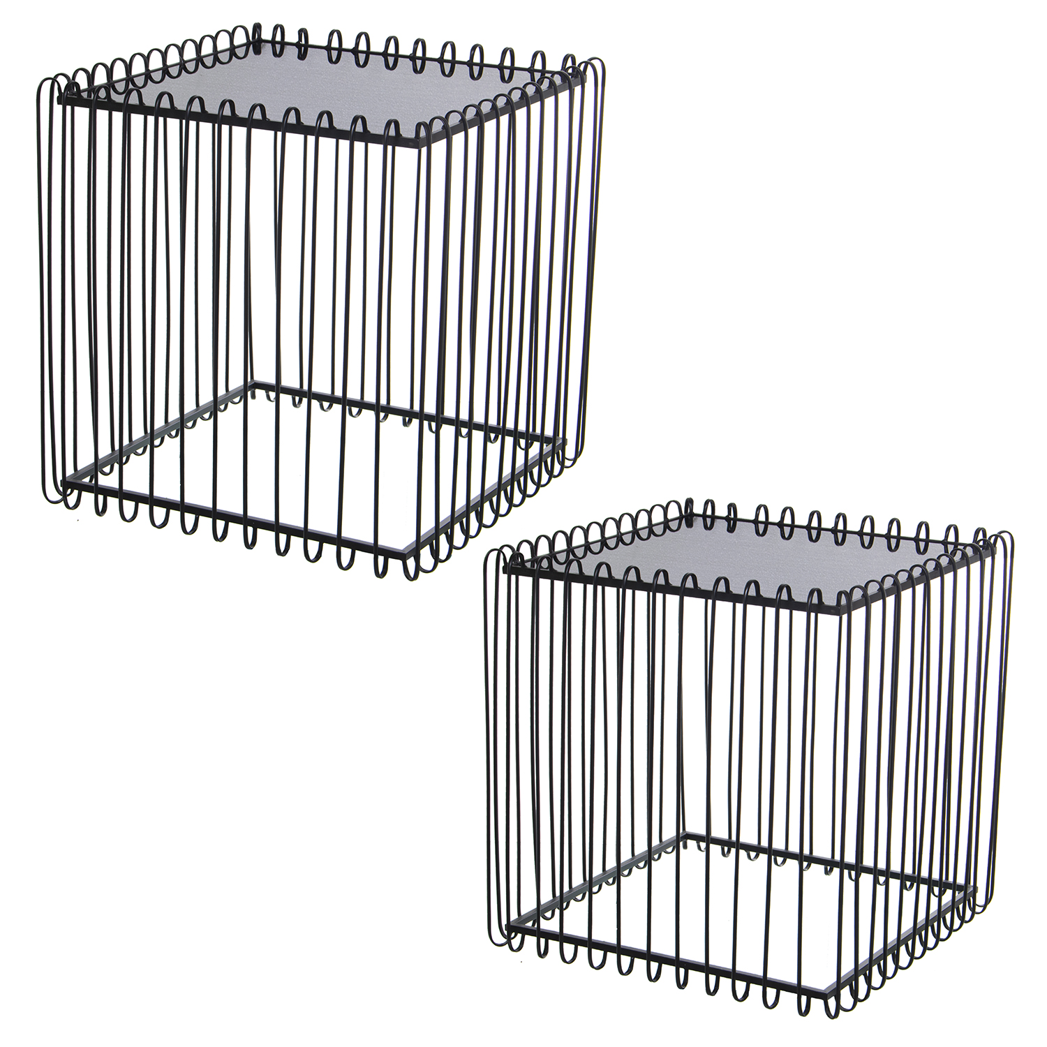SET 2 MESAS AUXILIARES METAL NORADO C/CRISTAL TRANSPARENTE