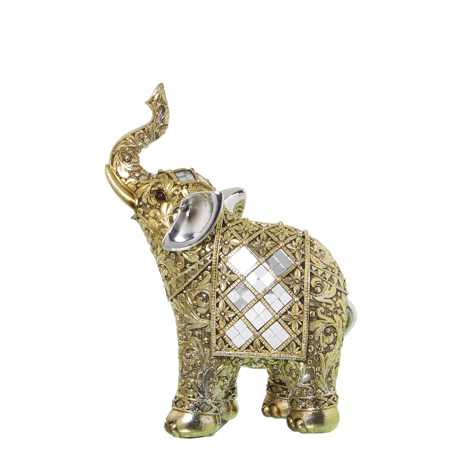FIGURA RESINA ELEFANTE DORADOC/ESPEJOS