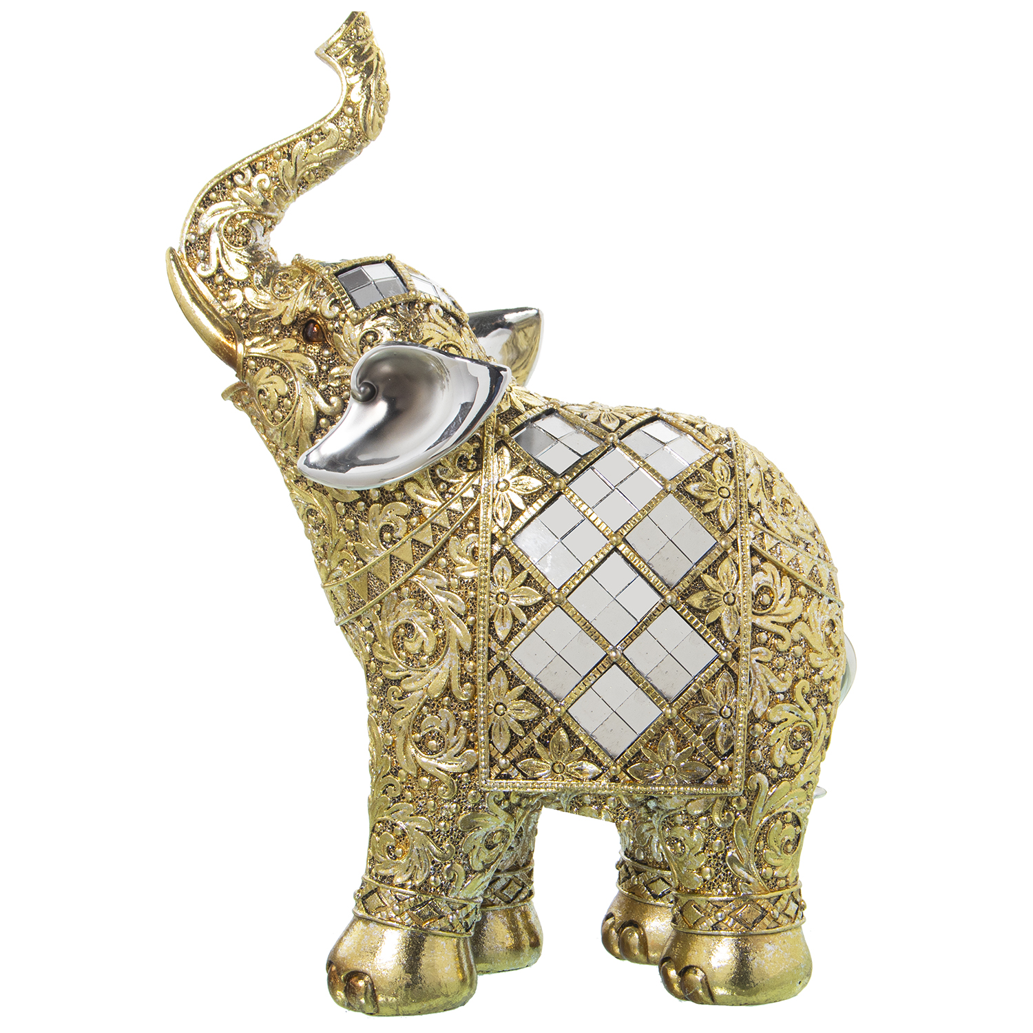 FIGURA RESINA ELEFANTE DORADOC/ESPEJOS