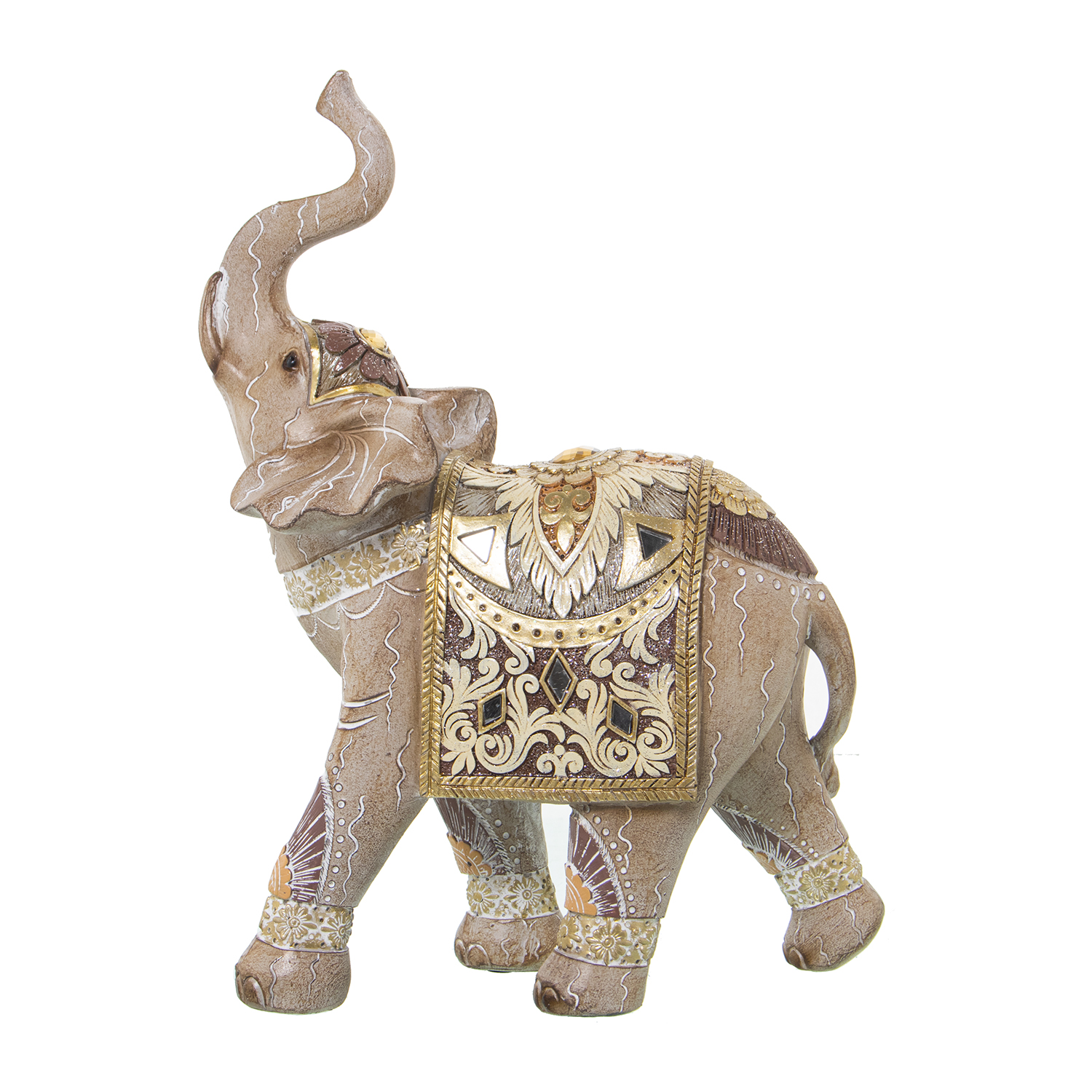 FIGURA RESINA ELEFANTE DORADOLICROMADA