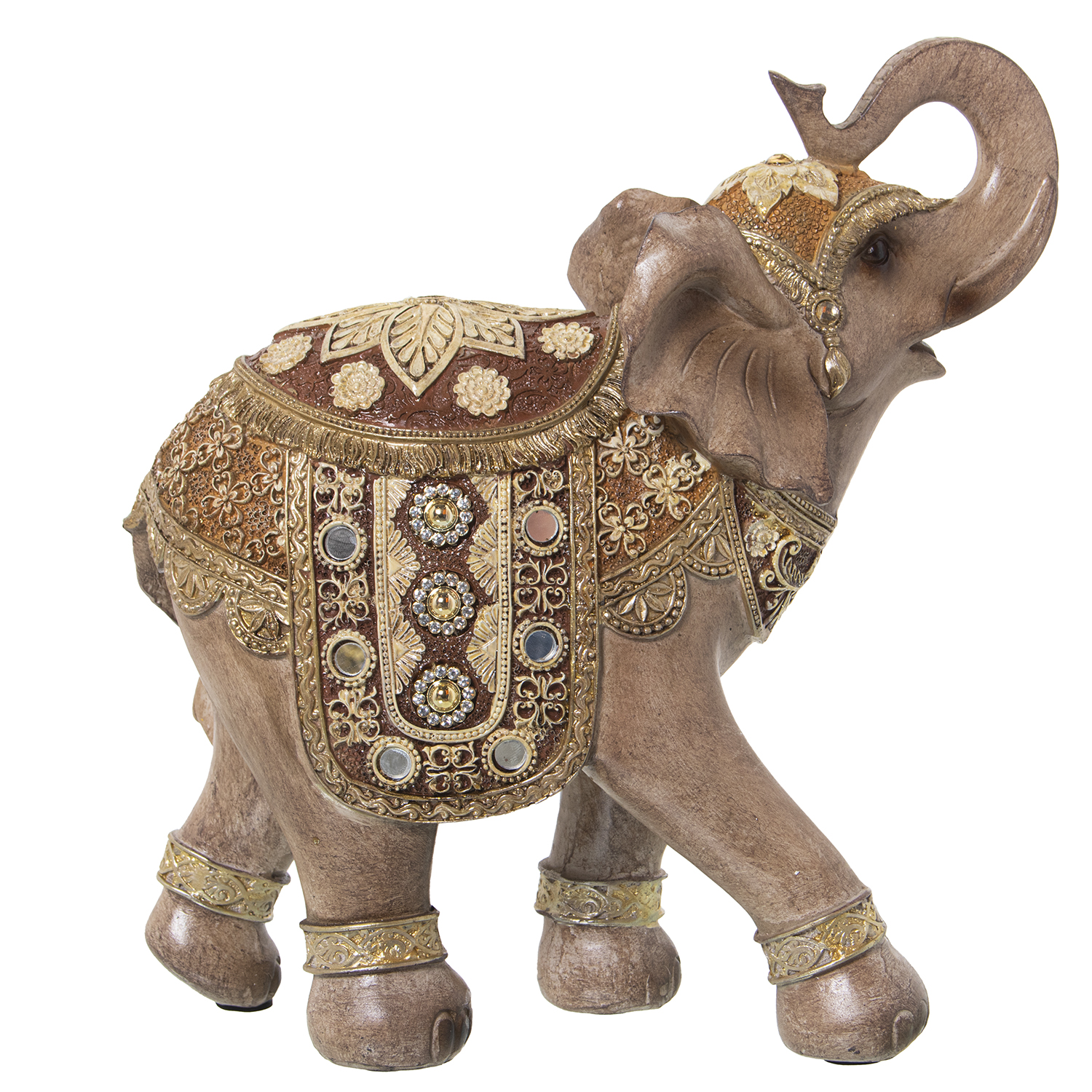 FIGURA RESINA ELEFANTE GRIS/DODORADO