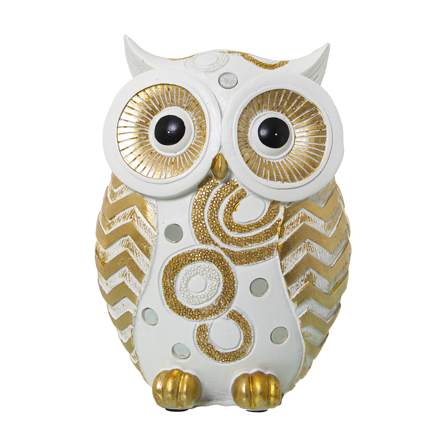 FIGURA RESINA BÚHO BLANCO/DORADO