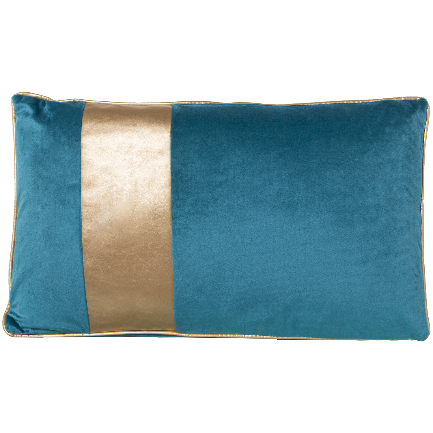 COJIN 50X30 TERCIOPELO AZUL FRANJA DORADA C/CREMALLERA