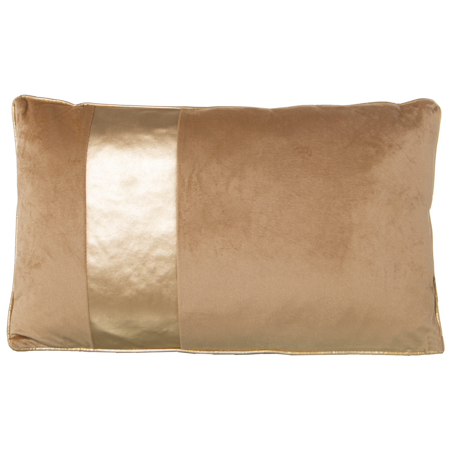 COJIN 50X30 TERCIOPELO BEIGE FRANJA DORADA C/CREMALLERA