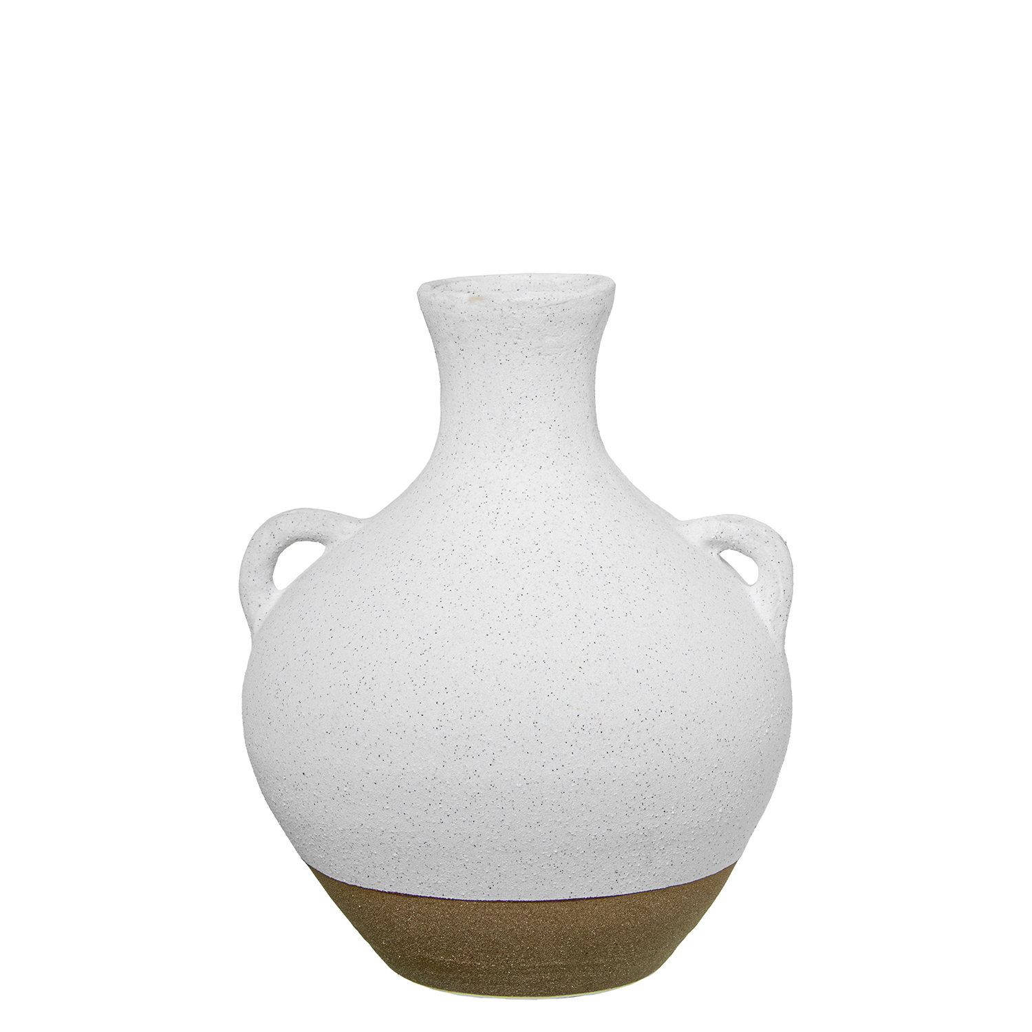 JARRÓN CERÁMICA C/ASAS 28CM BLNCO/TIERRA