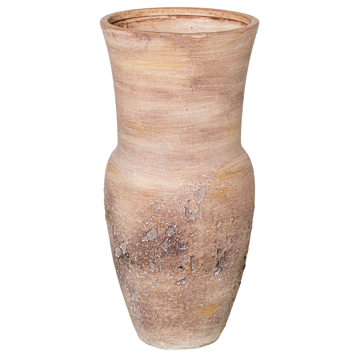 JARRÓN CERÁMICA 41CM MARRÓN RÚ/BOLITAS MADERA