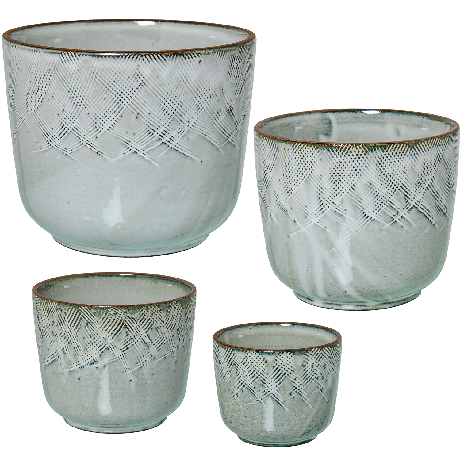 SET 4 MACETEROS CERÁMICA BLANCSTICO