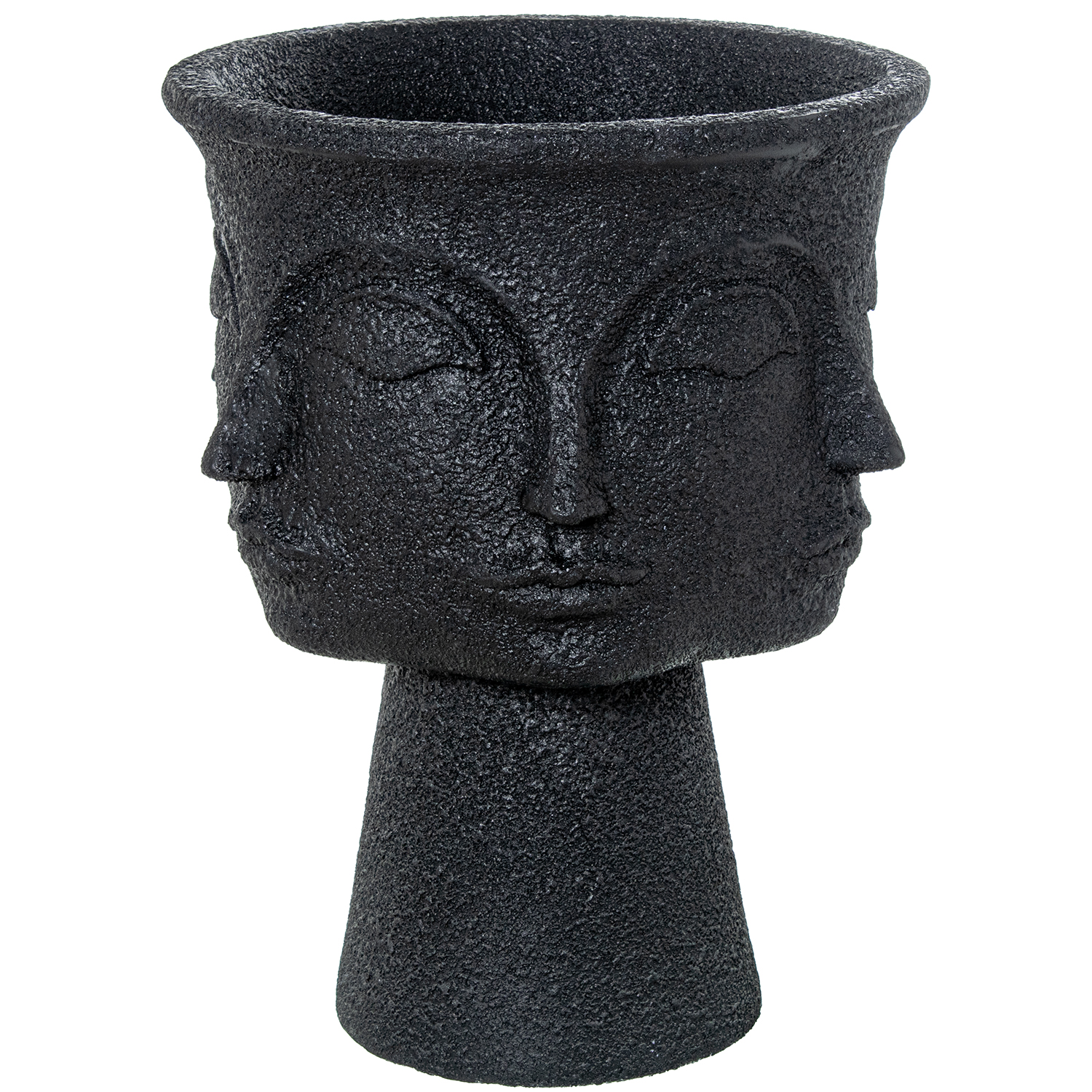 MACETERO 3 CARAS RESINA NEGRO GRANULADO