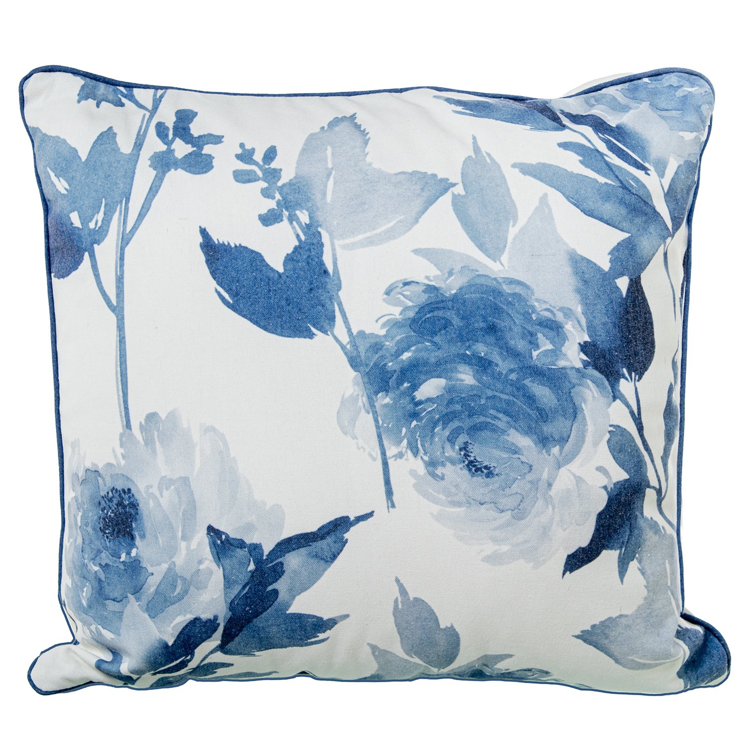 COJÍN 45X45CM BLANCO FLORES AZ