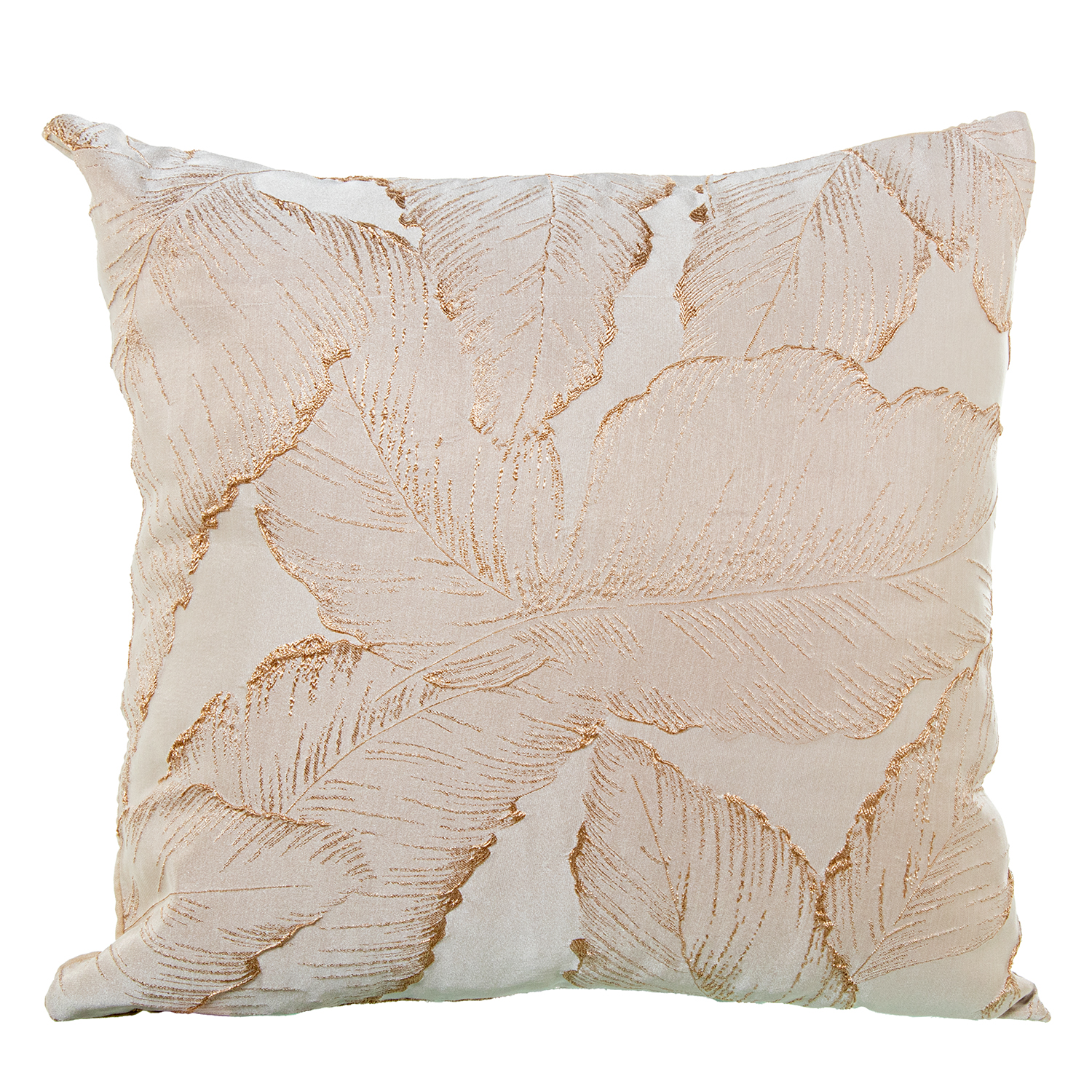 COJÍN 43X43CM CREMA HOJAS MARROJAS MARRÓN 100% POLIÉSTER