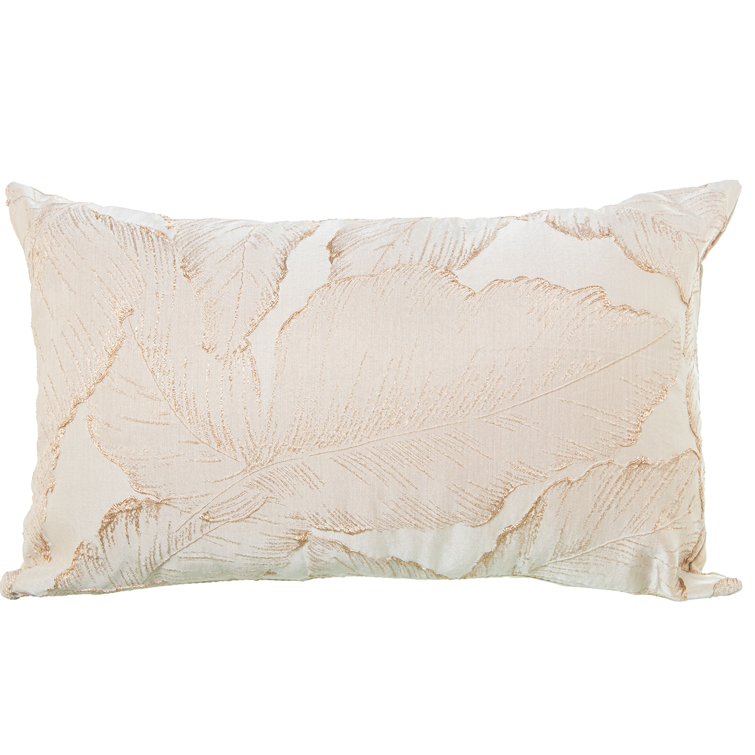 COJÍN 50X30CM CREMA HOJAS MARRÓN 100% POLIÉSTER