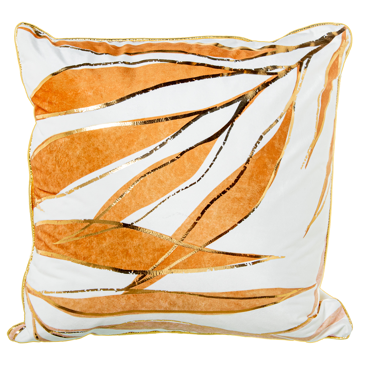 COJÍN 45X45CM TERCIOPELO BLANCHOJAS MARRÓN 100% POLIÉSTER
