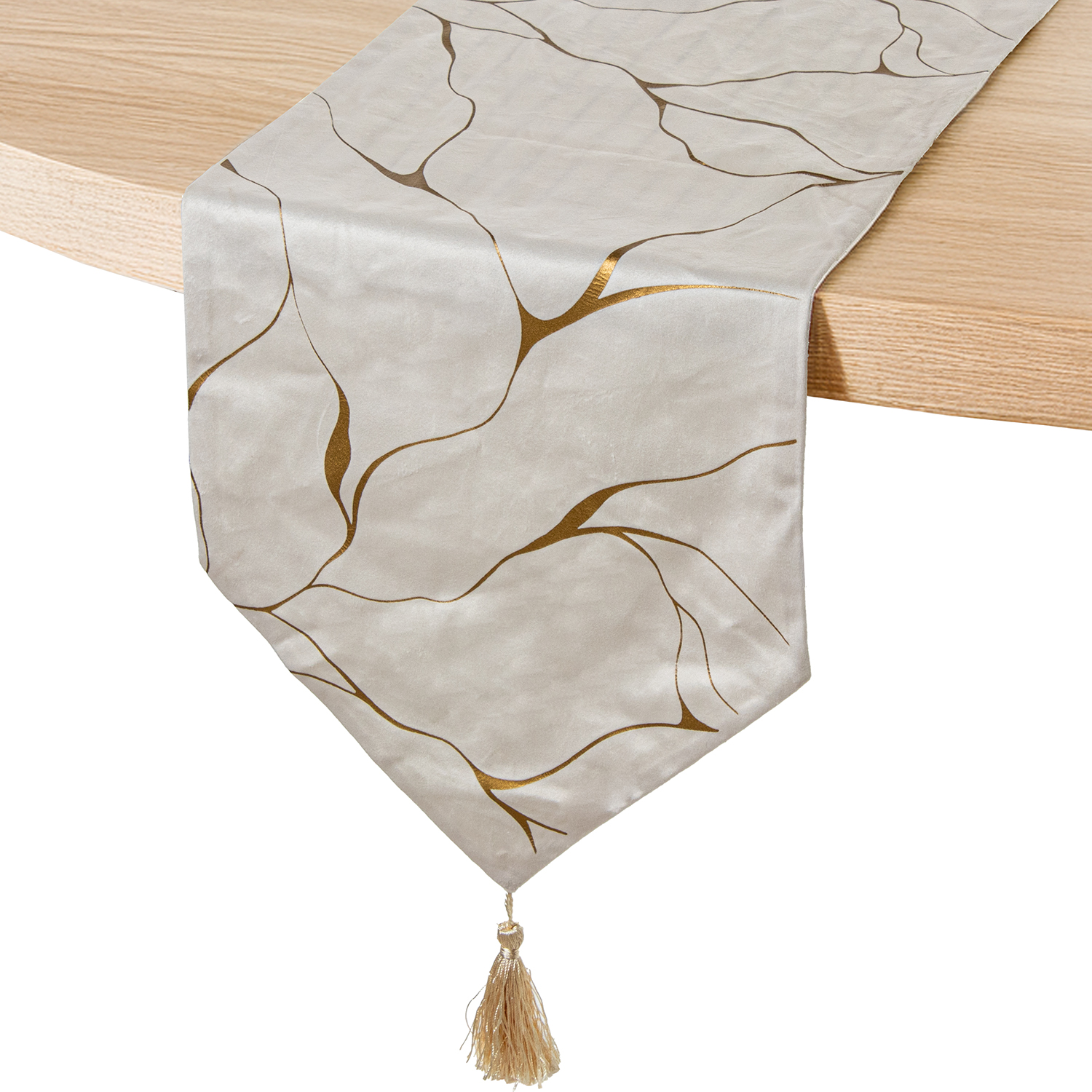 CAMINO DE MESA 30X180CM CREMA//ORO 100% POLIÉSTER