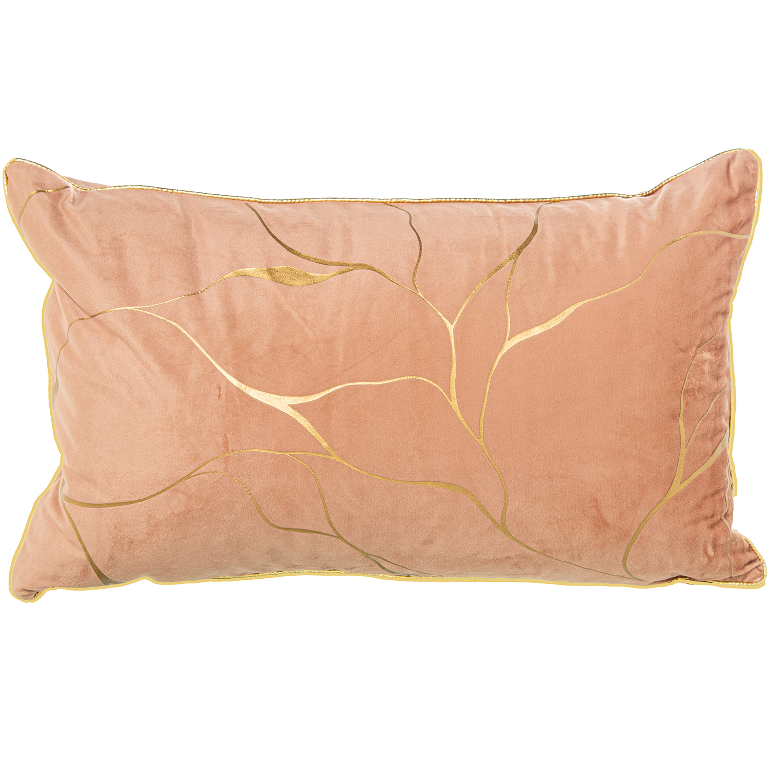 COJÍN 50X30CM TERCIOPELO MARRÓN/ORO 100% POLIÉSTER