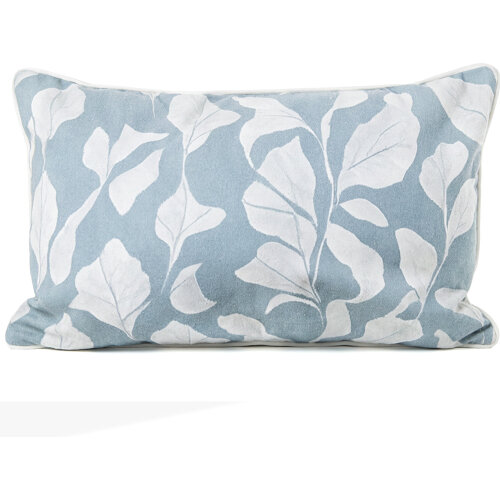 COJÍN 50X30CM 80% POLIÉSTER 20% ALGODÓN AZUL DECORADO
