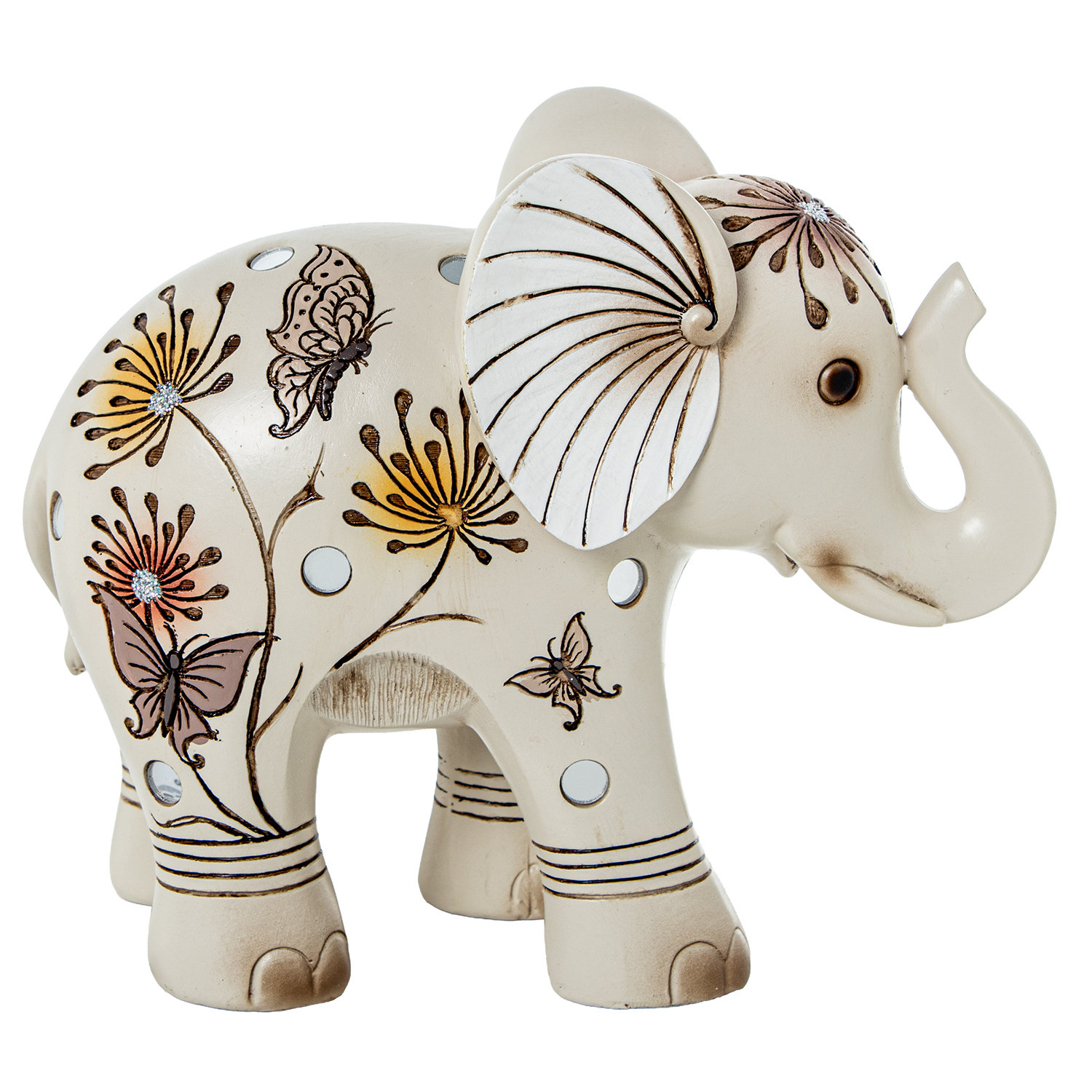 FIGURA RESINA ELEFANTE BLANCA/DORADA