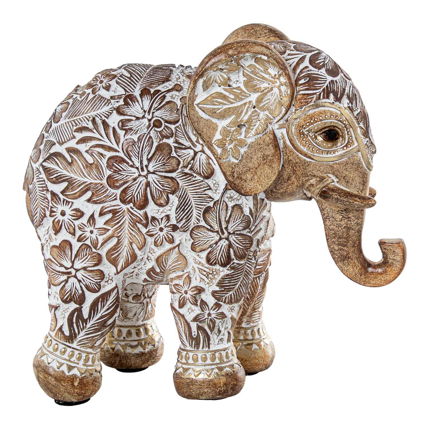 FIGURA RESINA ELEFANTE BLANCA/DORADA