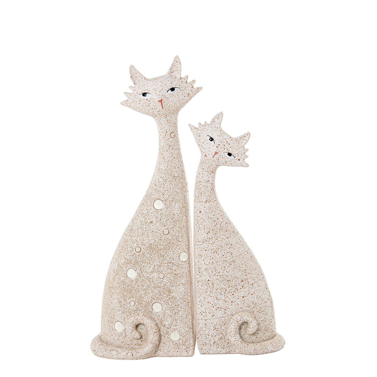 SET 2 FIGURAS RESINA GATOS BEIGE ARENA