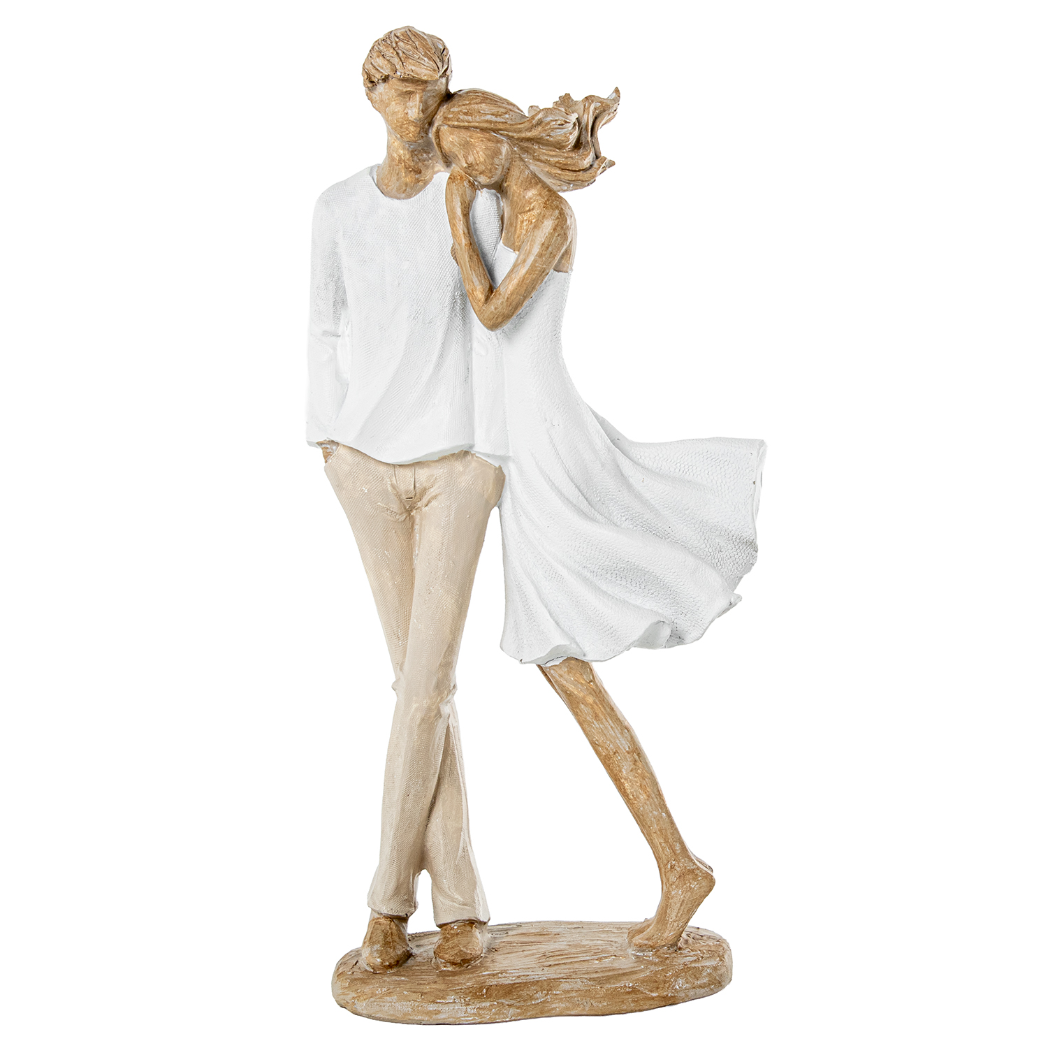 FIGURA RESINA PAREJA BLANCA/BENA/DORADO