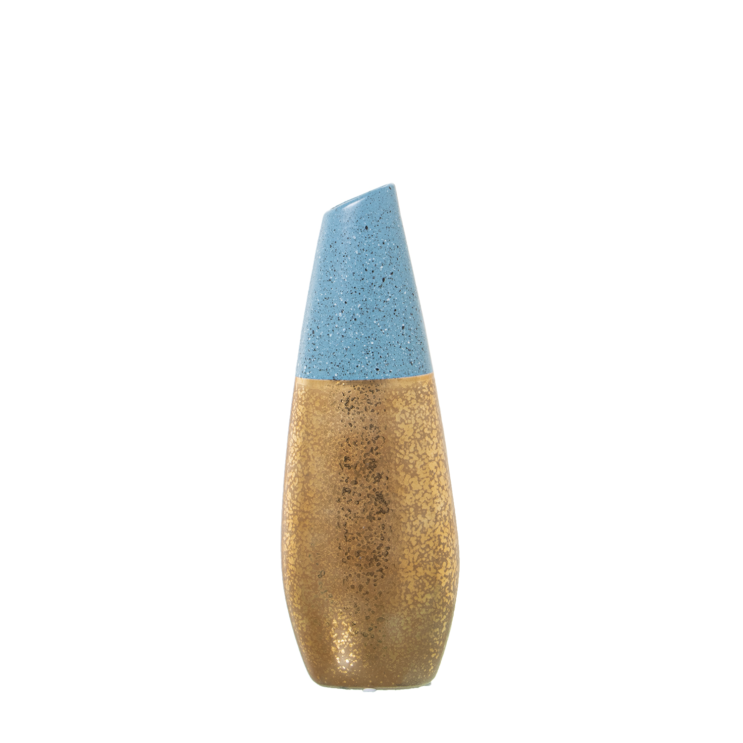 JARRÓN CERÁMICA DORADO/AZUL