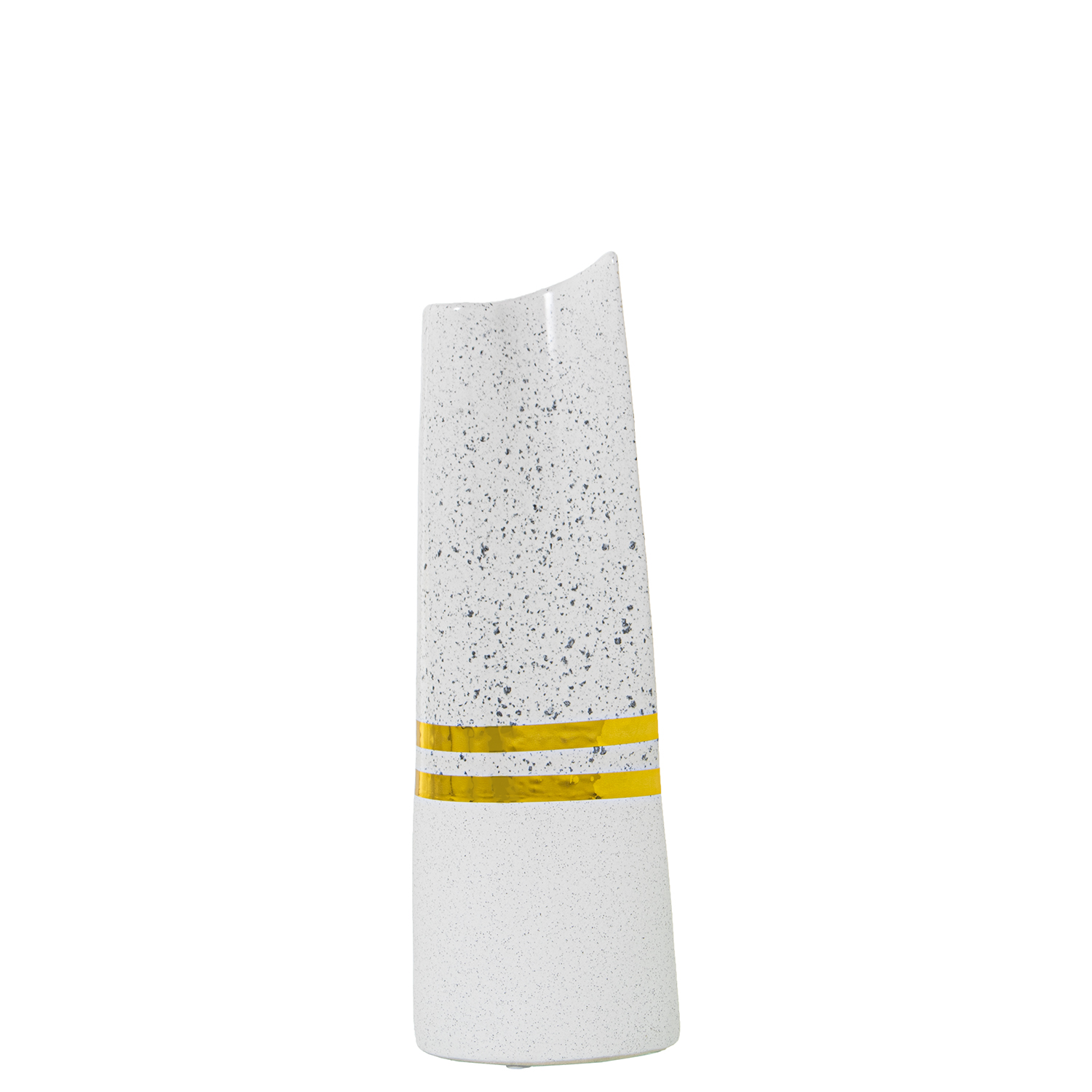 JARR N CER MICA PLATEADO/BLANCO C/FRANJAS ORO