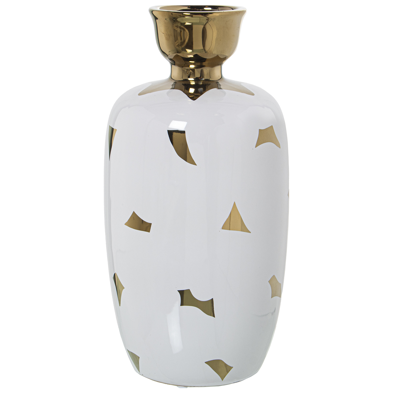 JARRÓN CERÁMICA BLANCO/ORO