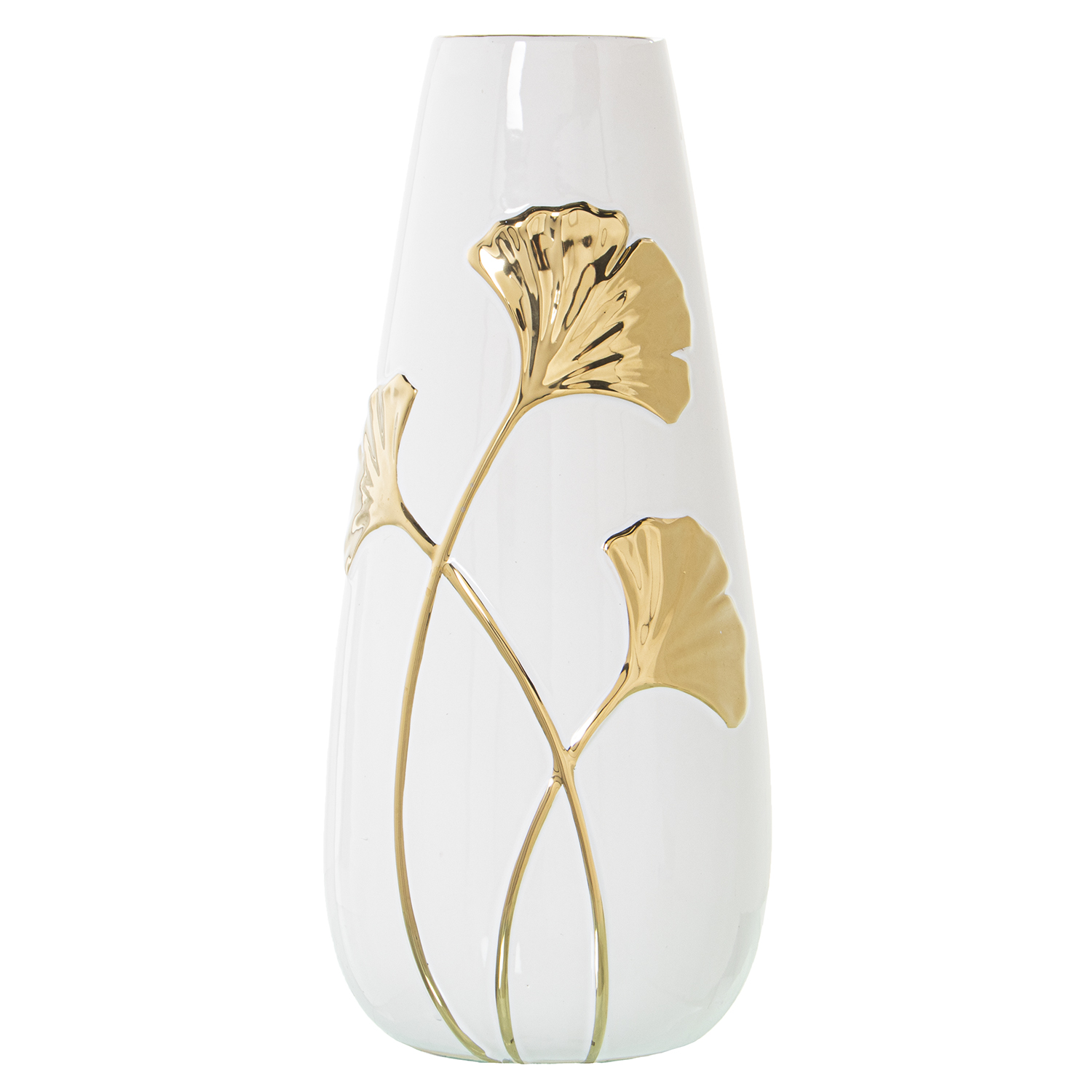 JARRÓN CERÁMICA BLANCO/FLOR ORATA