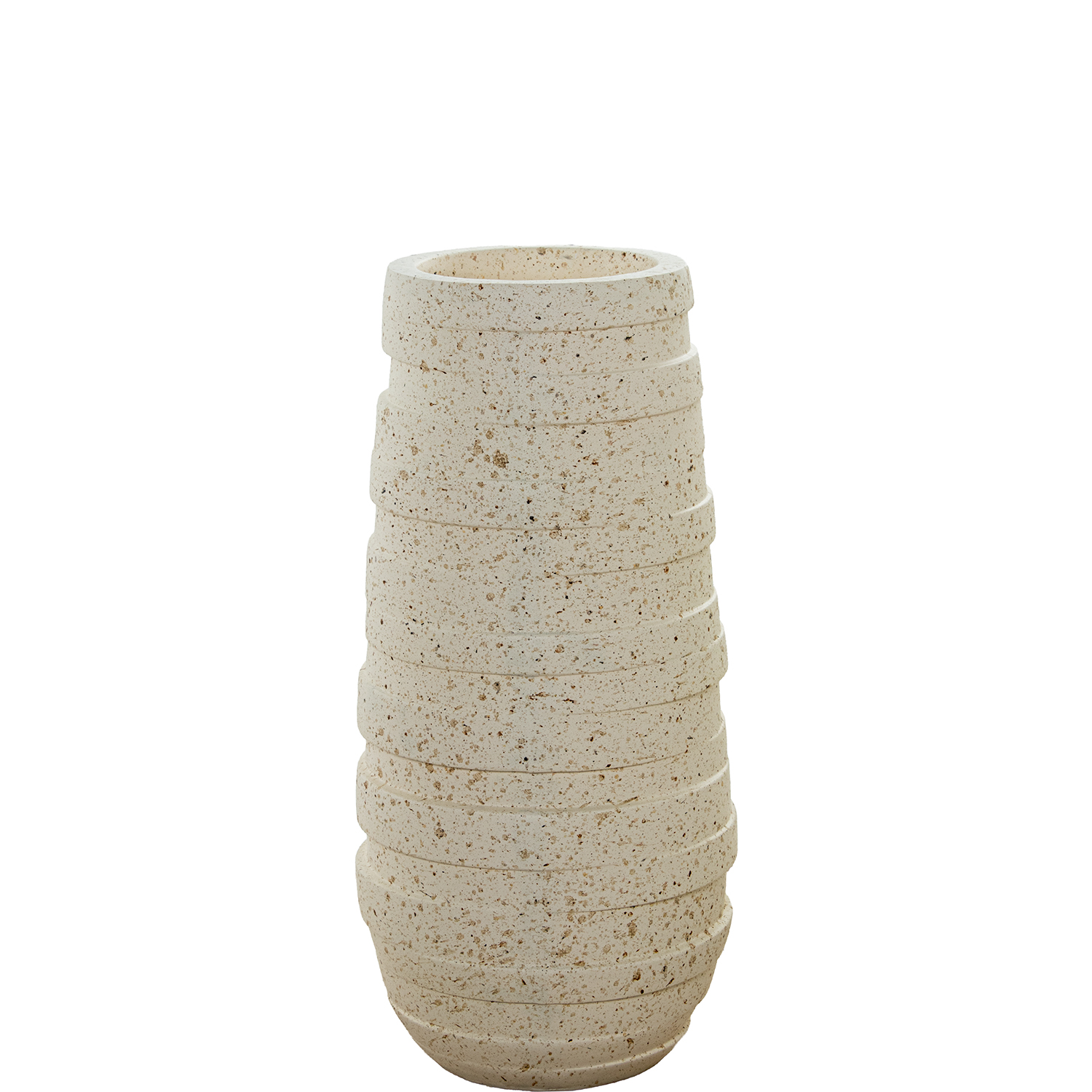 MACETERO 80CM FIBRA DE VIDRIO ESTRIADO CREMA