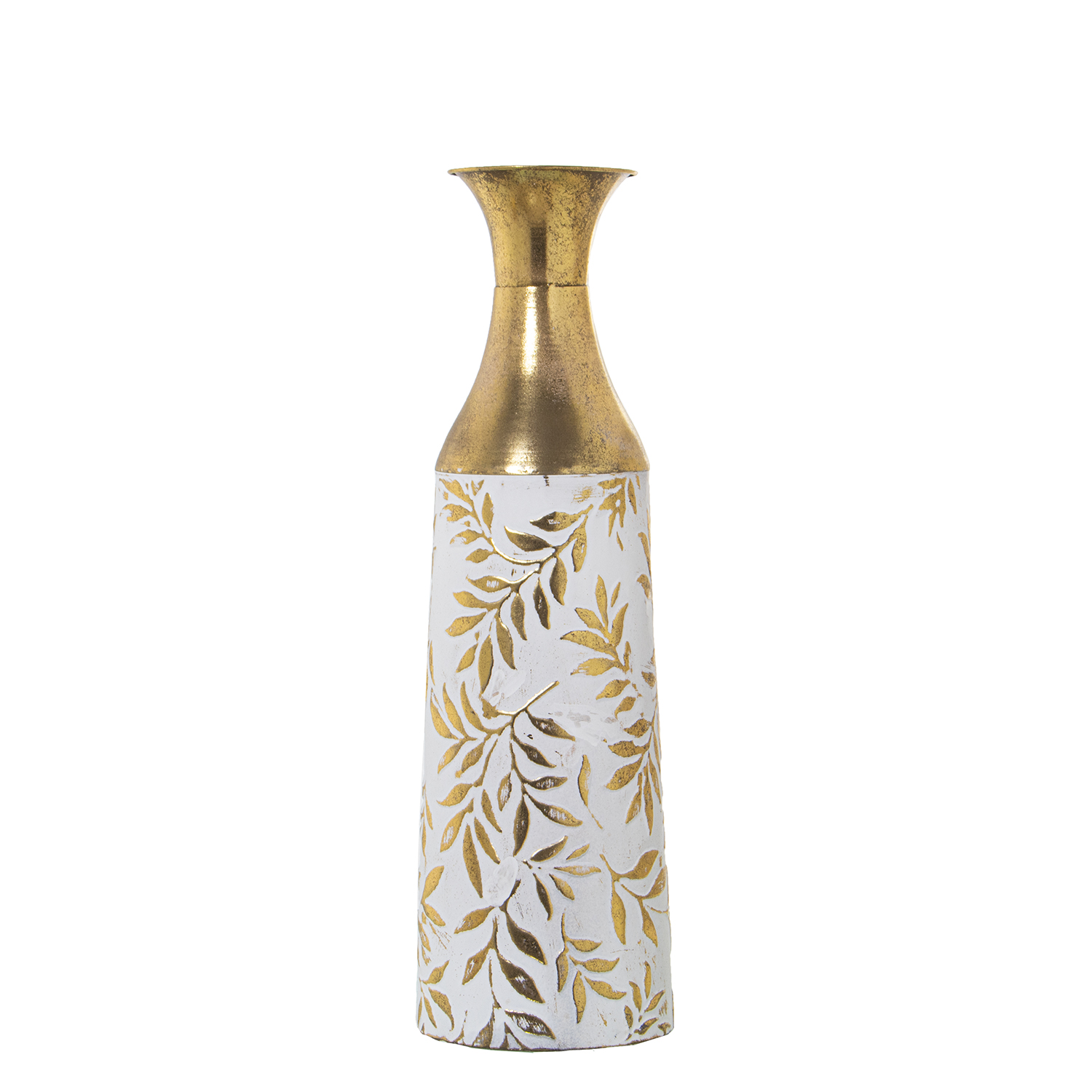 JARRÓN METAL DORADO/BLANCO