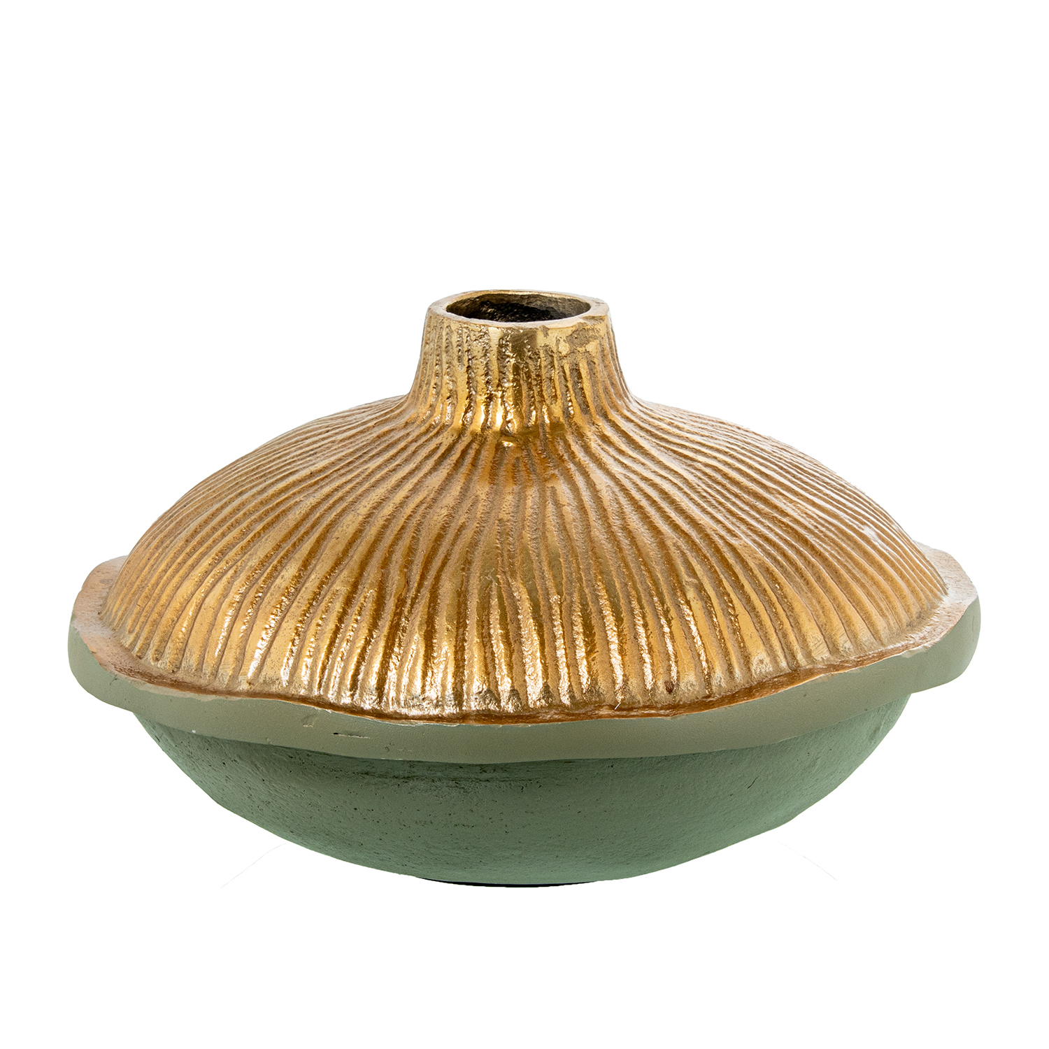 JARRÓN ALUMINIO 15CM ORO/VERDE