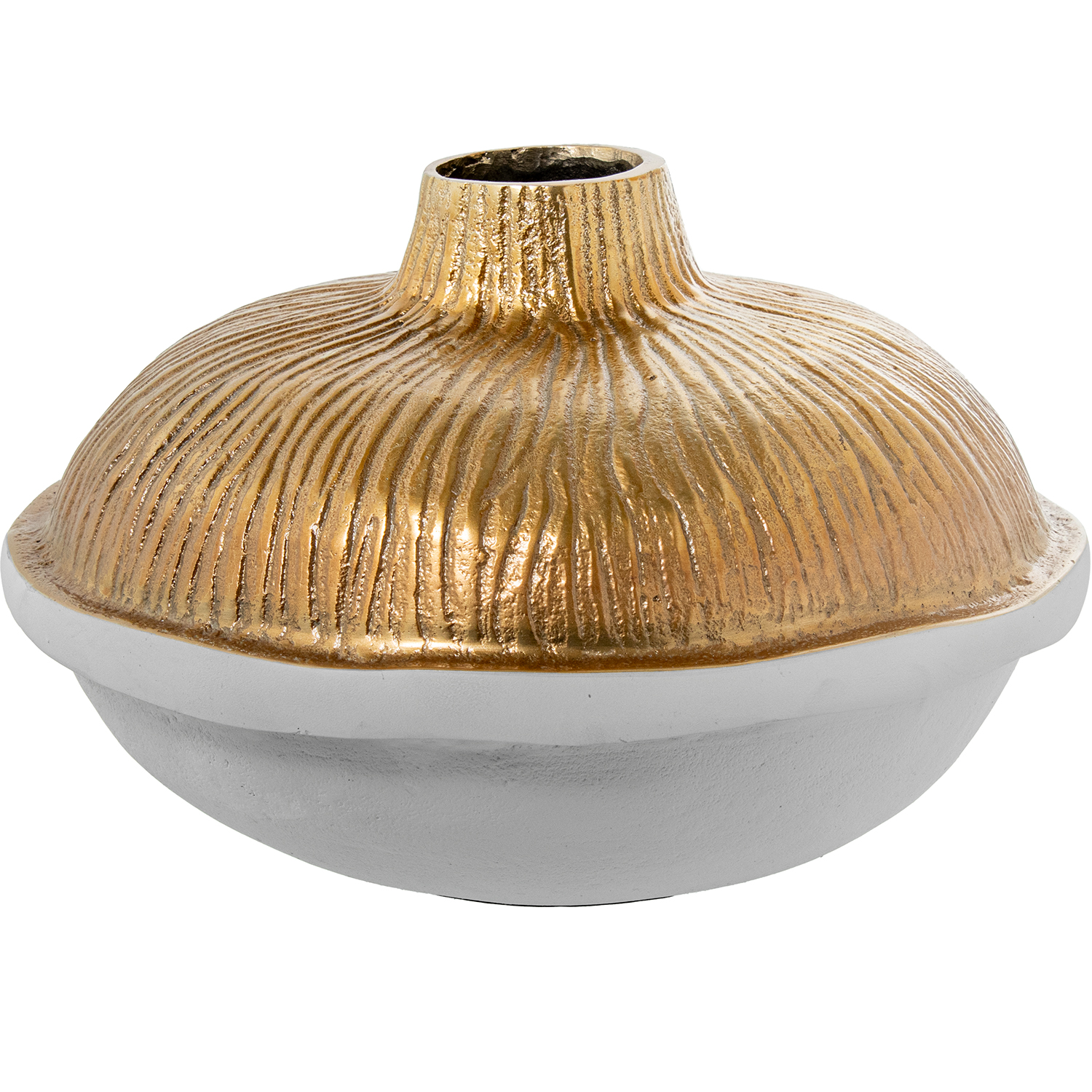 JARRÓN ALUMINIO 20CM ORO/BLANC
