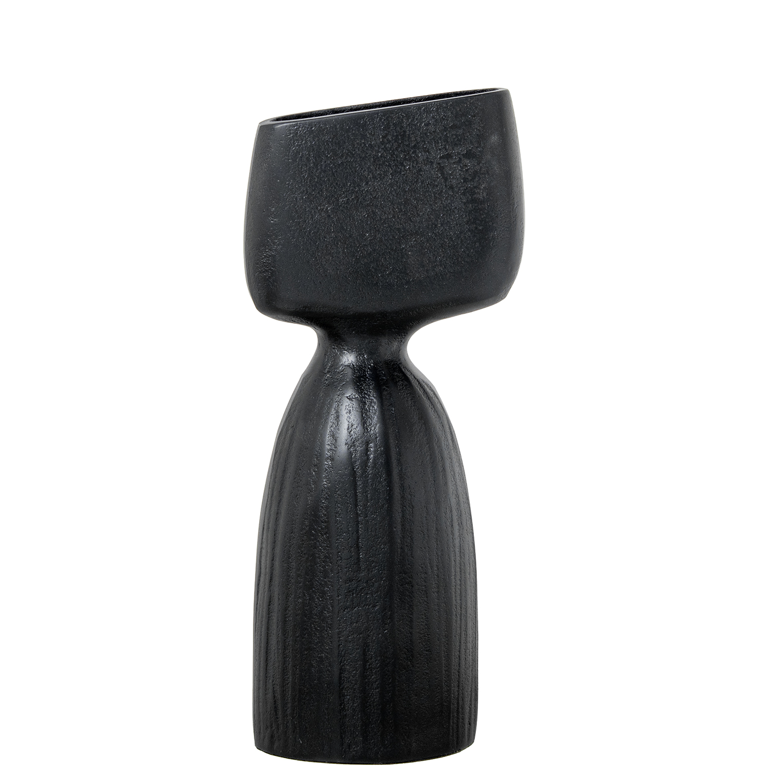 JARRÓN ALUMINIO 30CM NEGRO RUGO