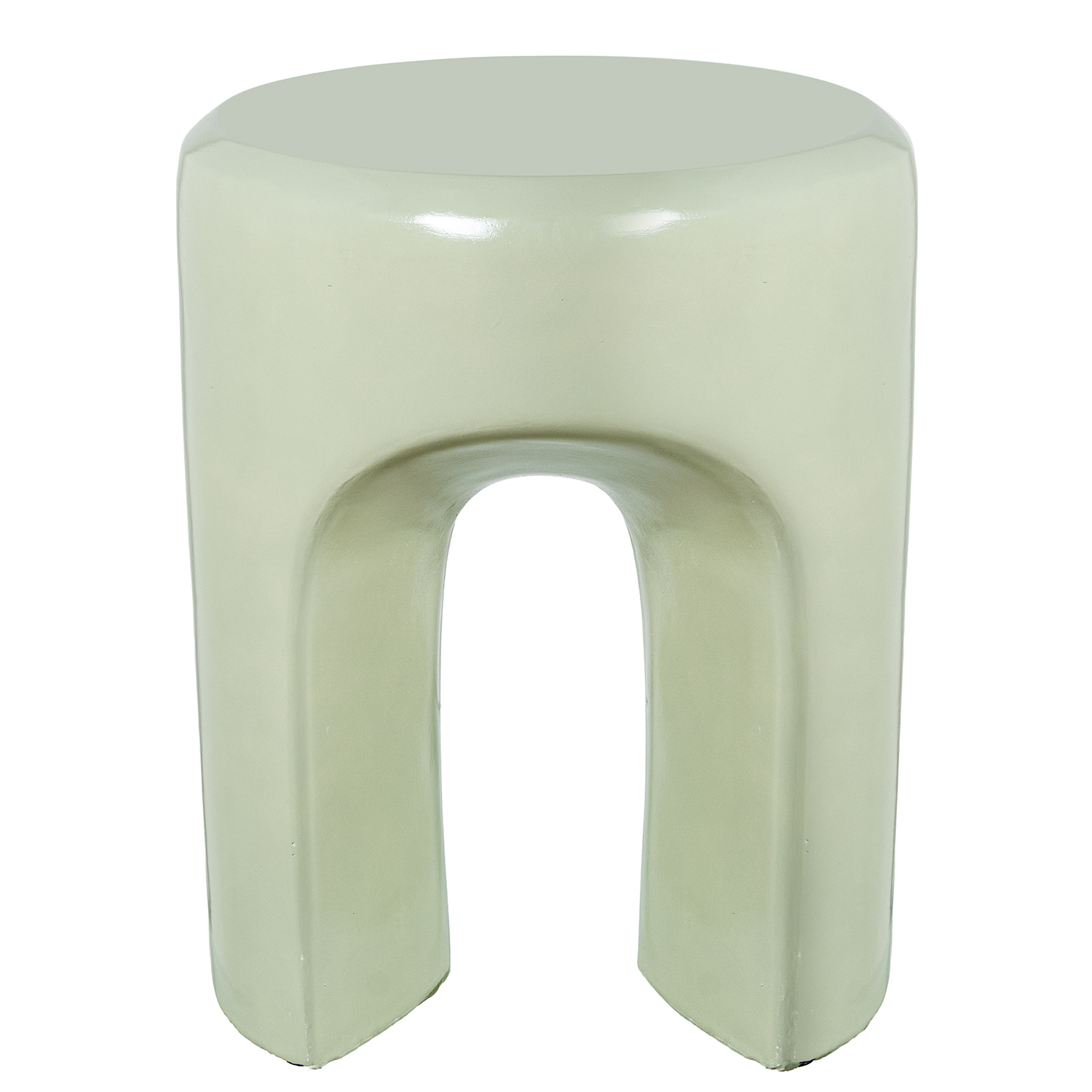 MESA AUXILIAR FIBRA DE VIDRIOCREMA BRILLO