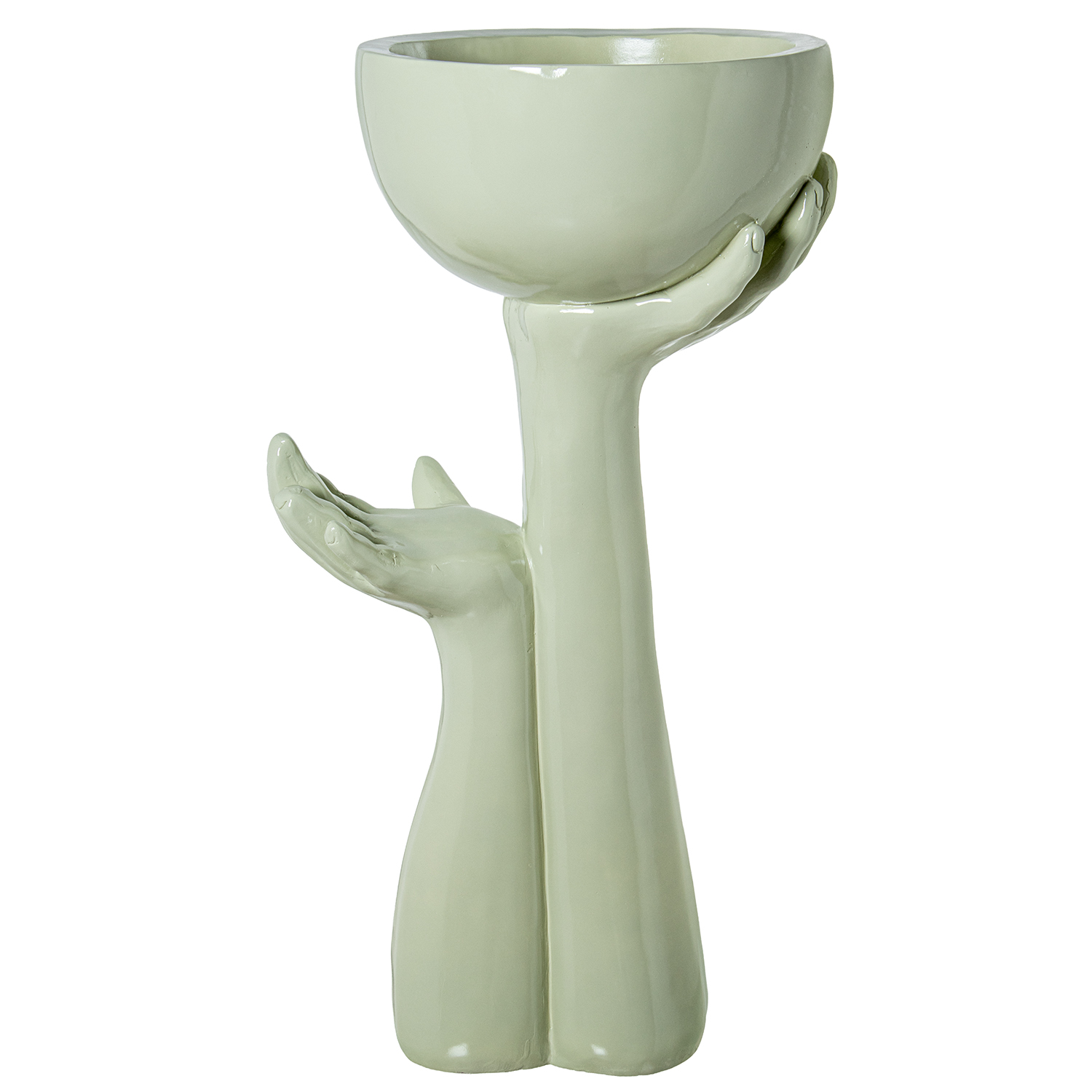 MACETERO C/PIE FIBRA DE VIDRIO 83CM CREMA BRILLO