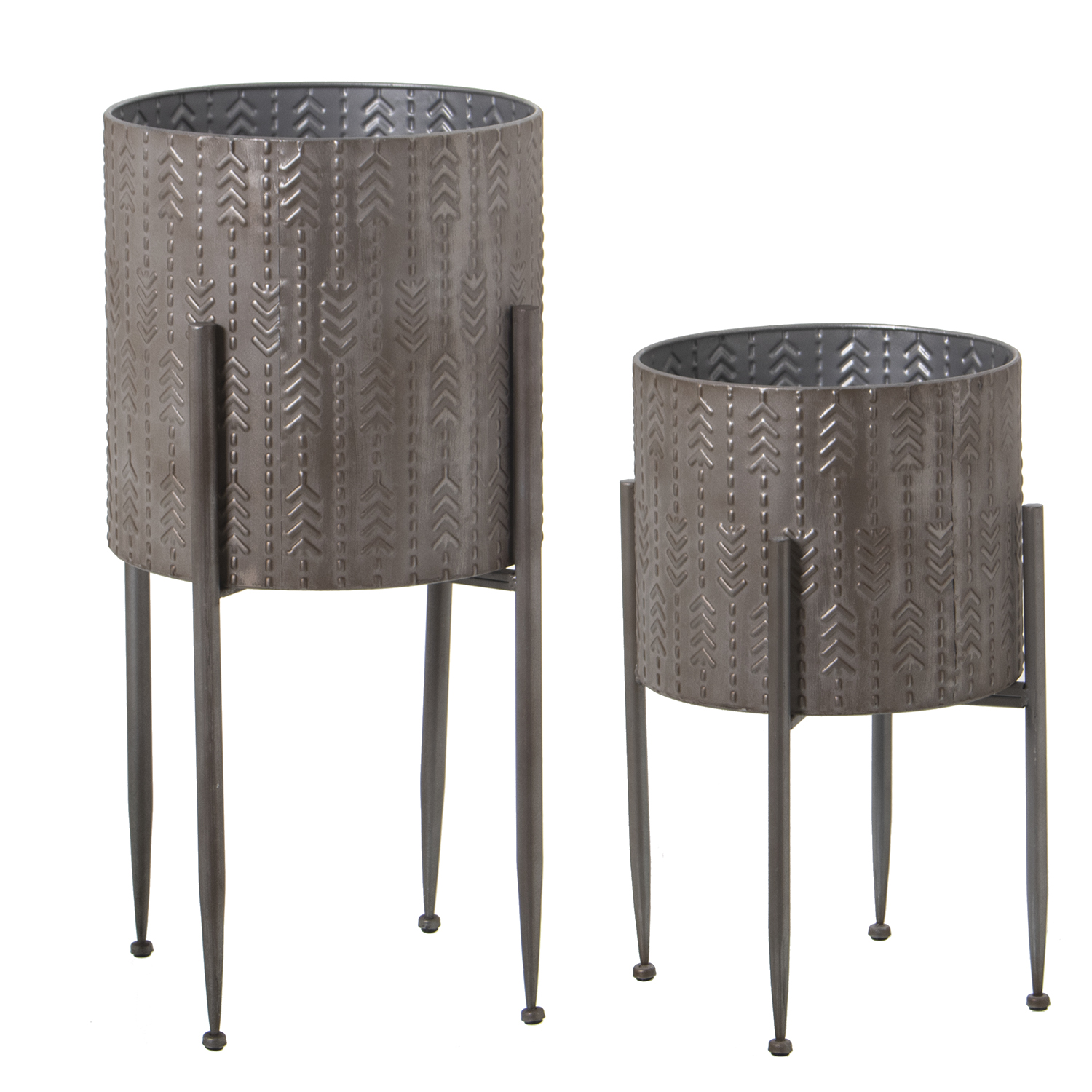 SET 4 MACETEROS METAL PLATEADO/PIE