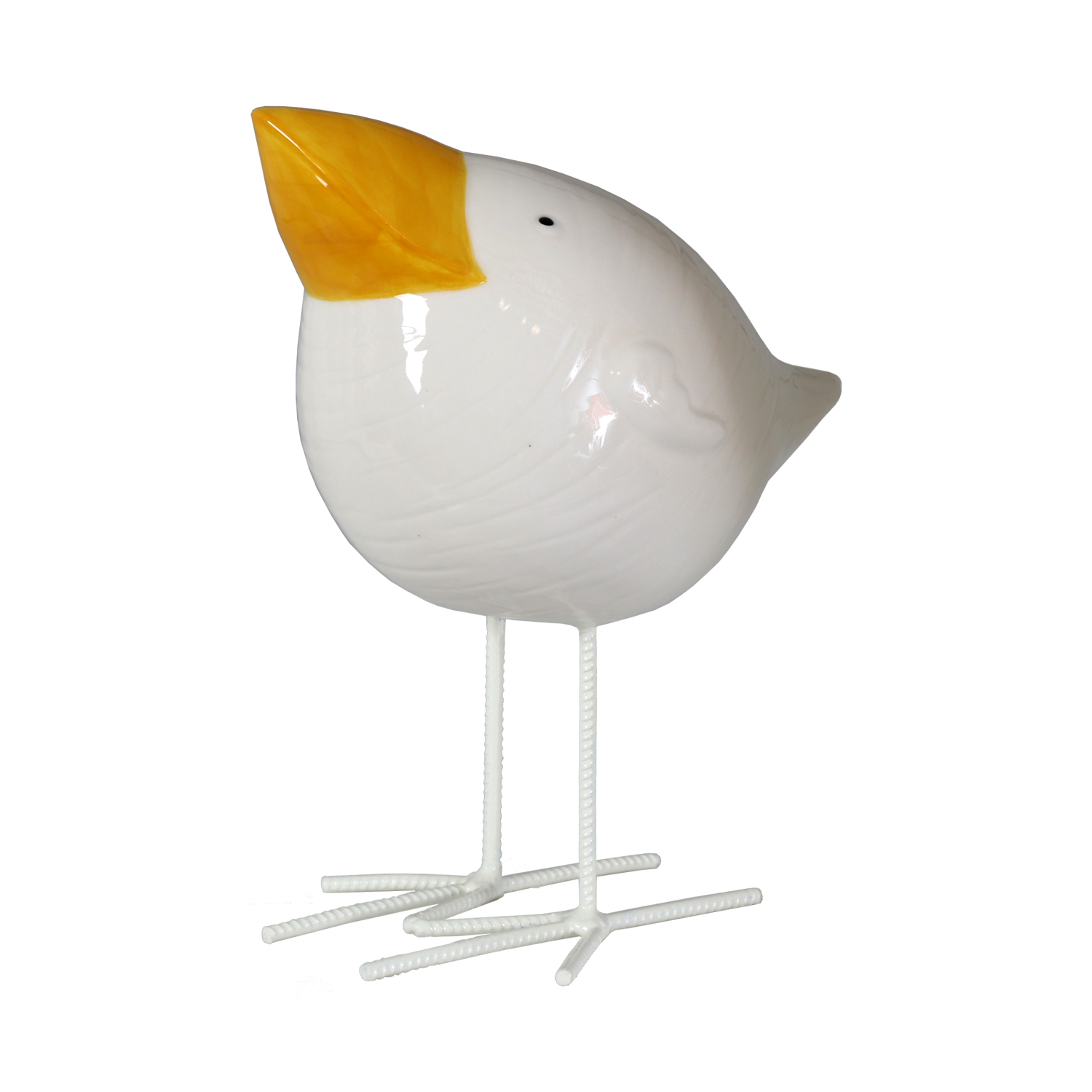 FIGURA PÁJARO CERÁMICA BLANCOC/PICO AMARILLO