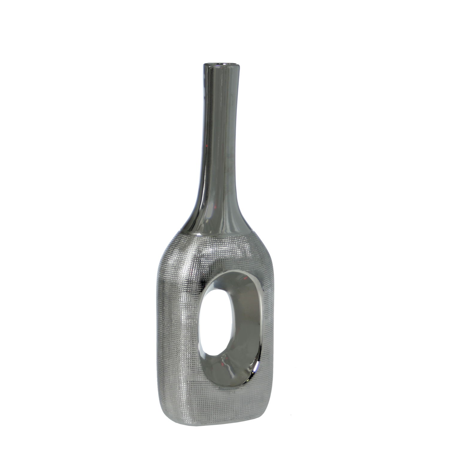 JARRÓN CERÁMICA 33CM PLATA